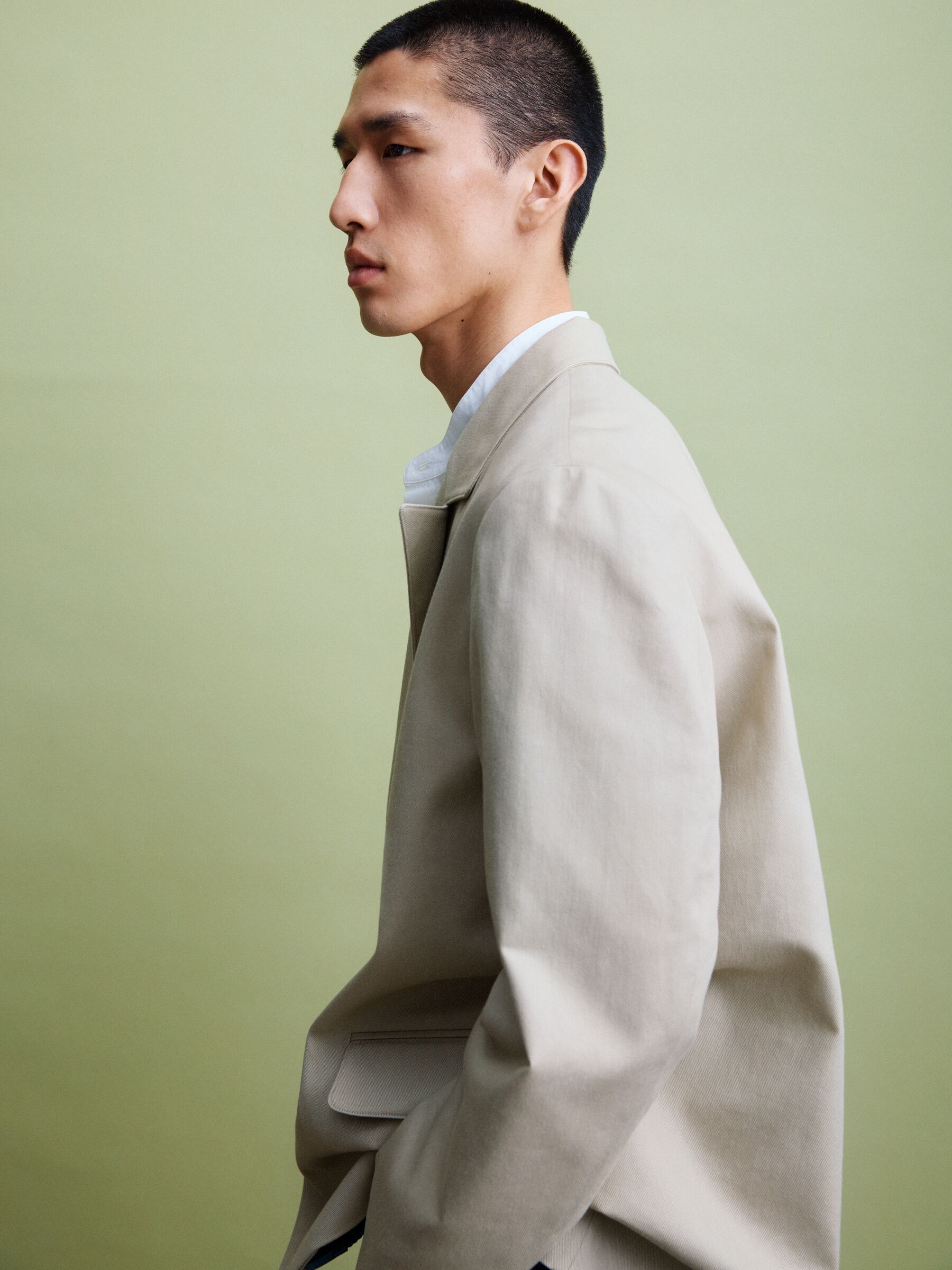 Band-Collar Poplin Shirt - Off White - Relaxed fit - Men - StillMedia/Environmental - 1