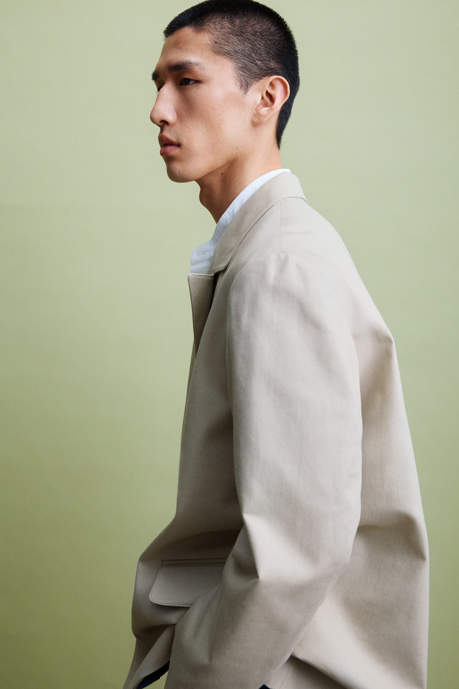 Popliinipaita pystykauluksella - Luonnonvalkoinen/Musta - 9