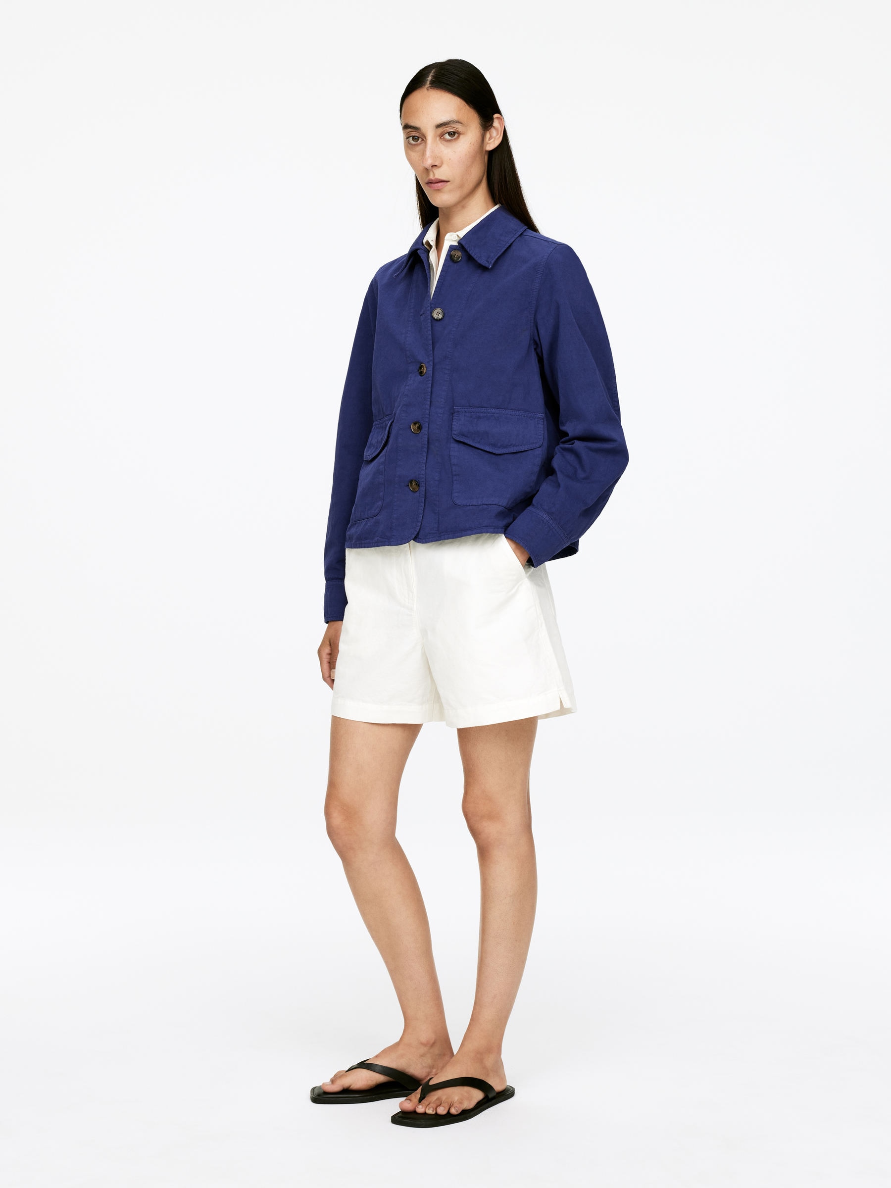 Cotton-Linen Overshirt - Blue - Regular fit - Women - StillMedia/Lookbook - 4