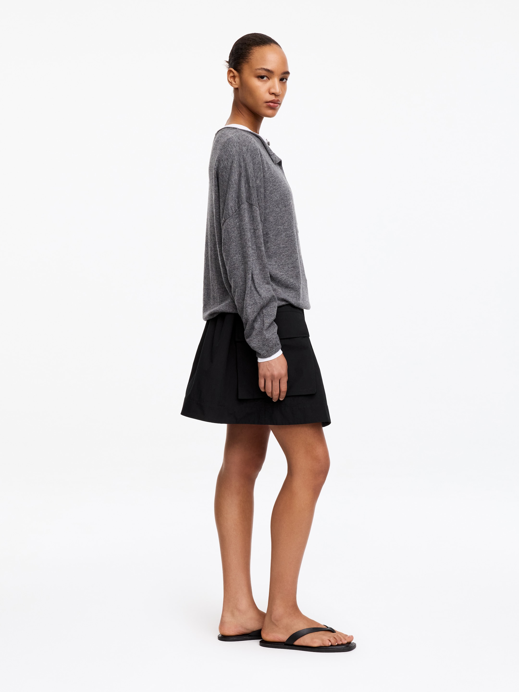 Pima Cotton Skirt - Black - Regular fit - Women - StillMedia/Lookbook - 3