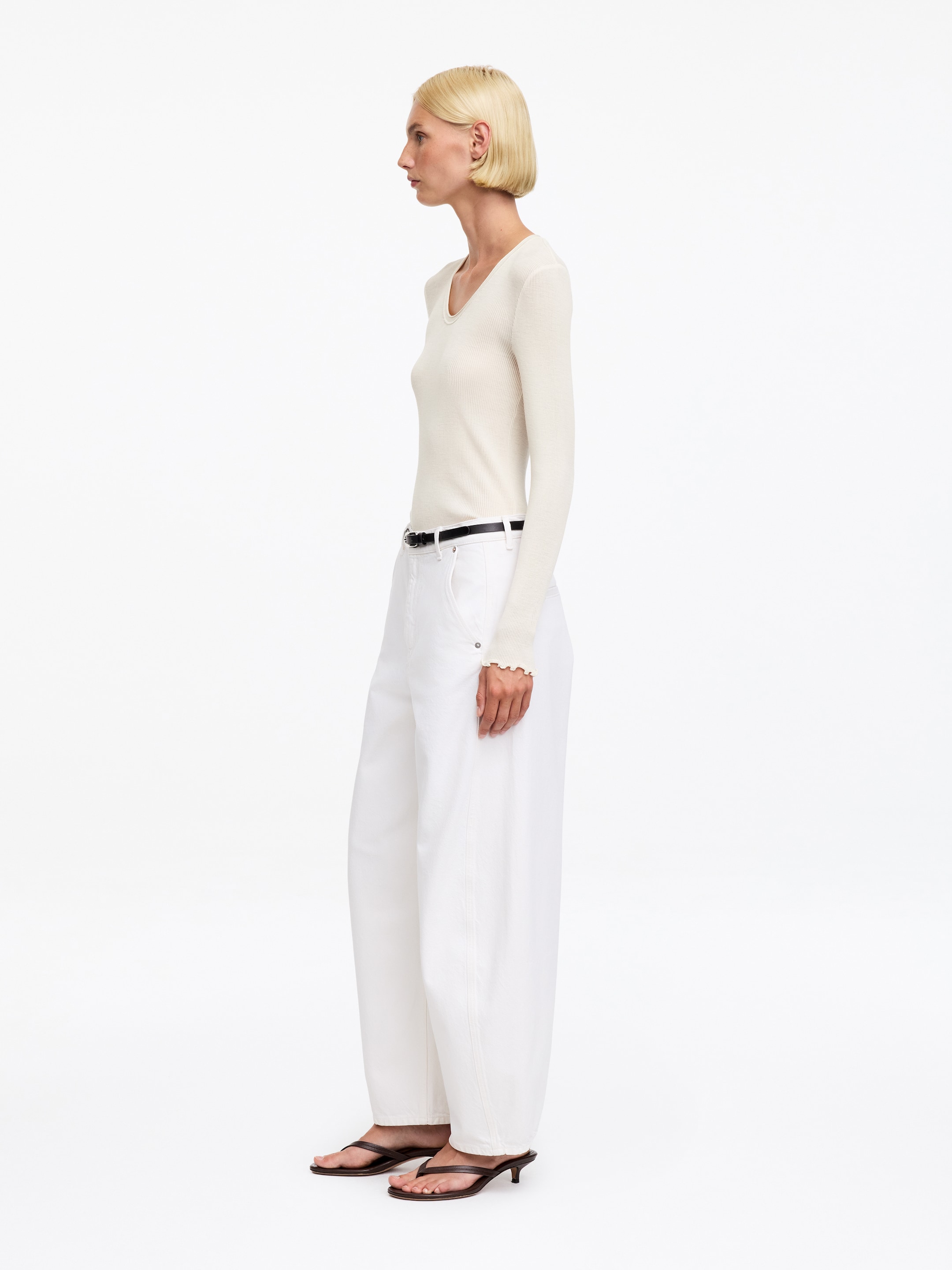 Wool Silk Blend Top - Beige - Slim fit - women - StillMedia/Lookbook - 5