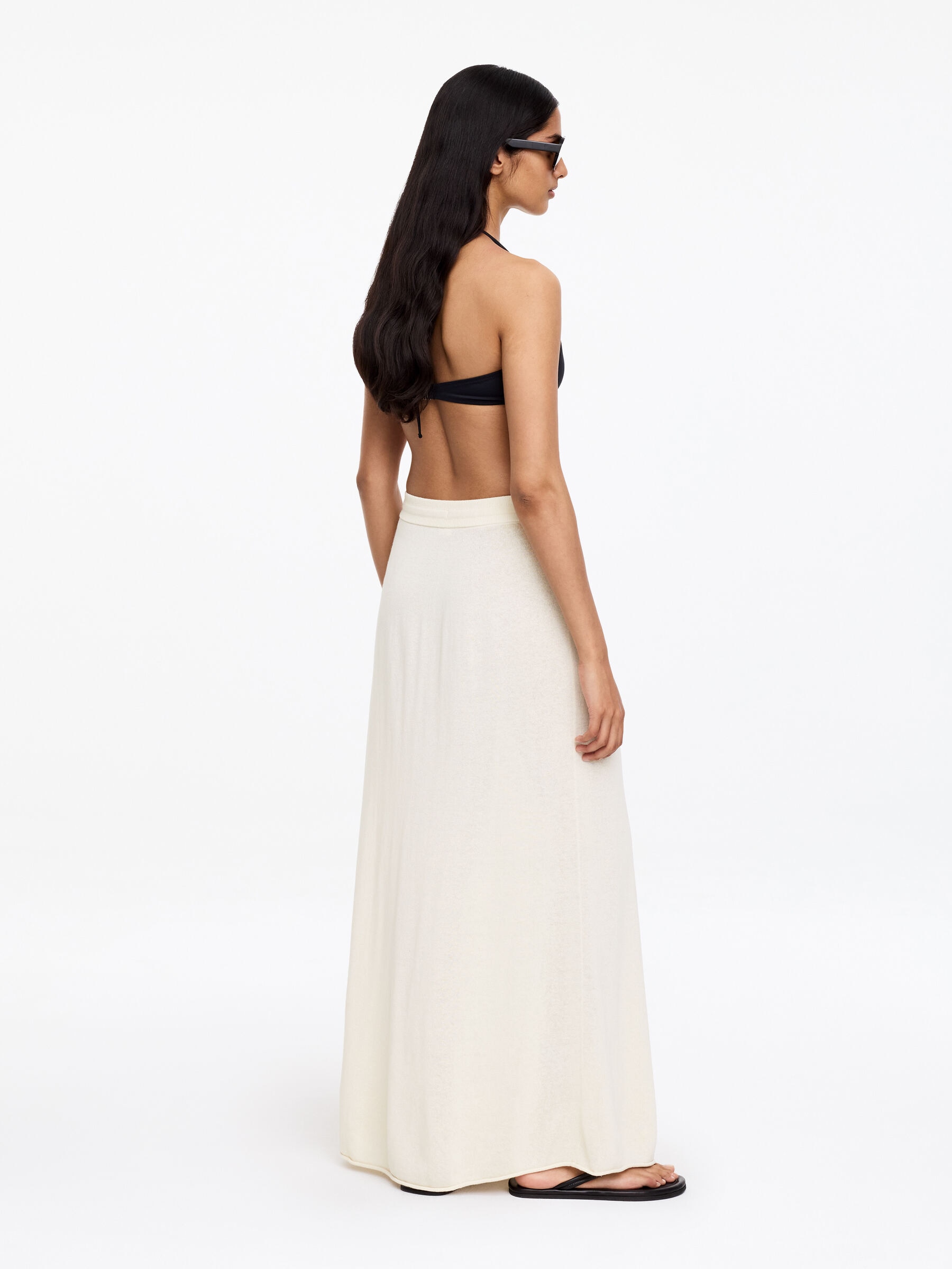 Knitted Linen-Blend Skirt - Off-white - Regular fit - Women - StillMedia/Lookbook - 2
