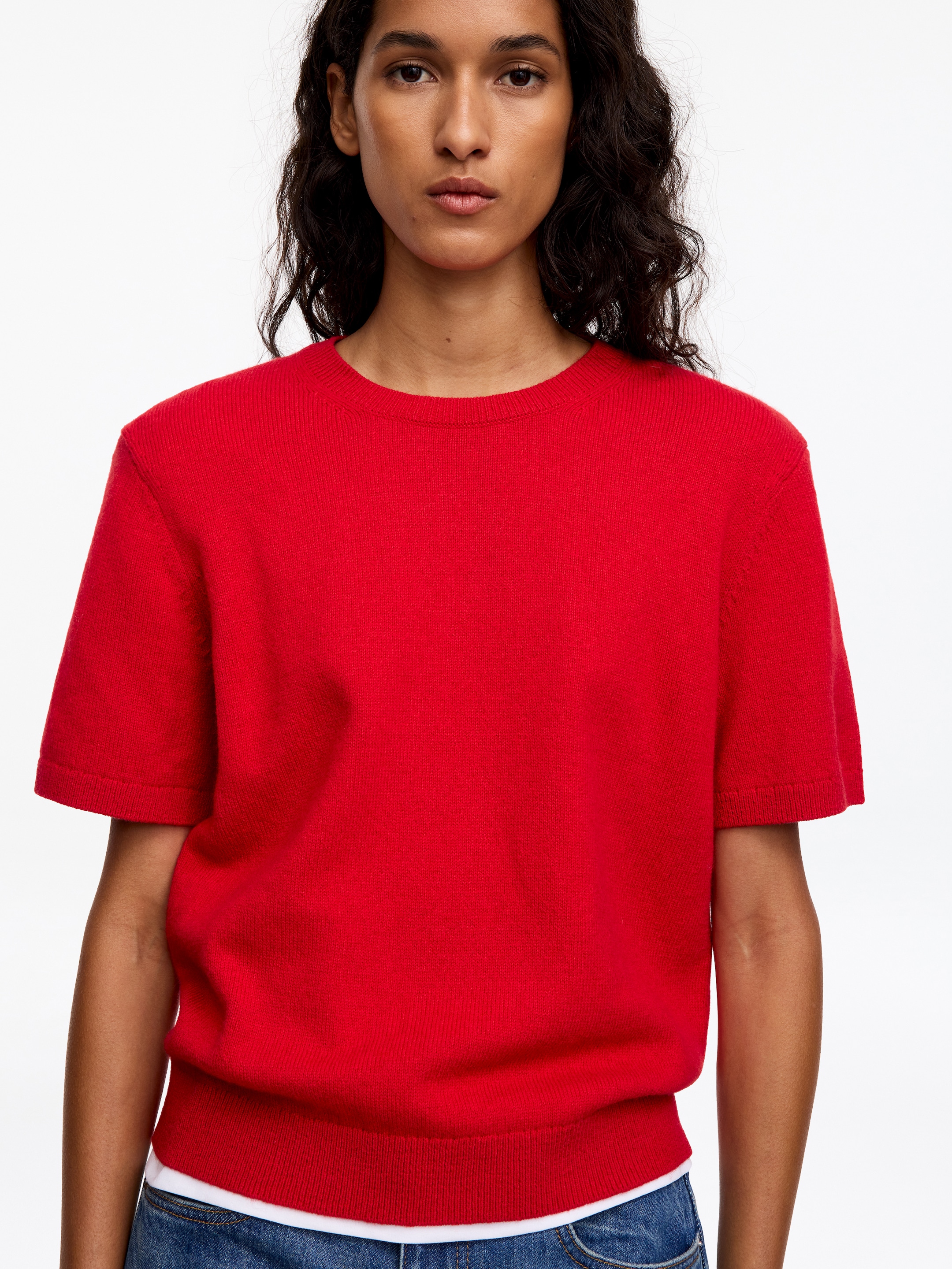 Jersey de lana y algodón de manga corta - Rojo - Corte estándar - women - StillMedia/Lookbook - 4