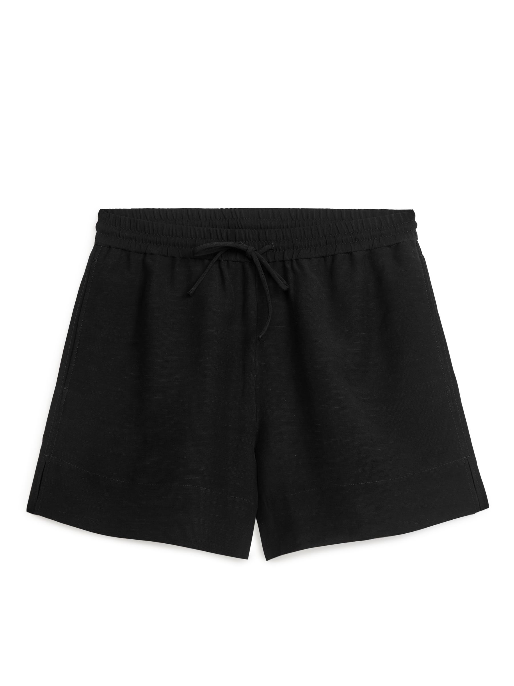 VIscose Linen Shorts - Black - Relaxed fit - Women - StillMedia/DescriptiveStillLife - 1