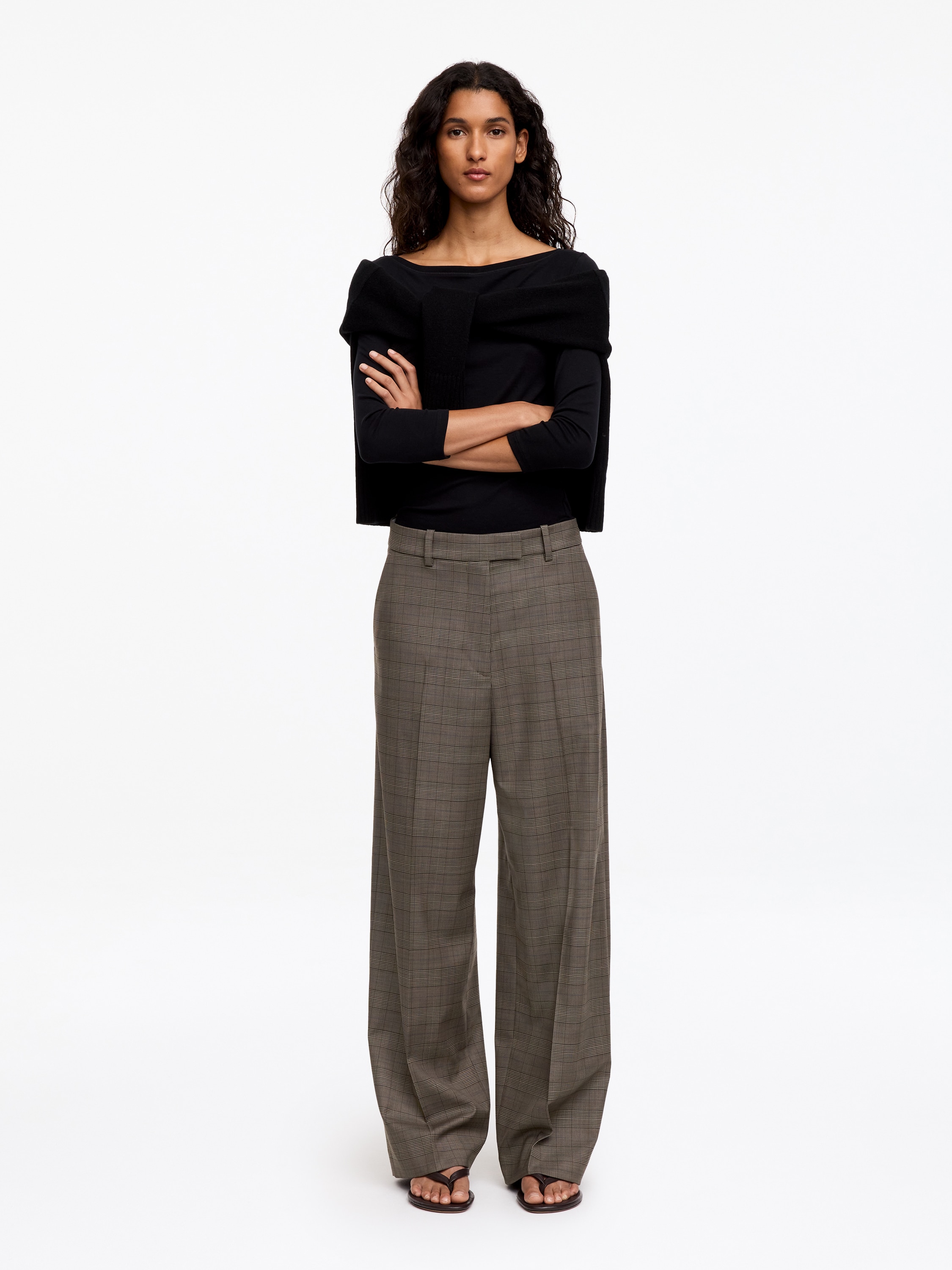 Elegante broek van een wolmix - Dark Brown