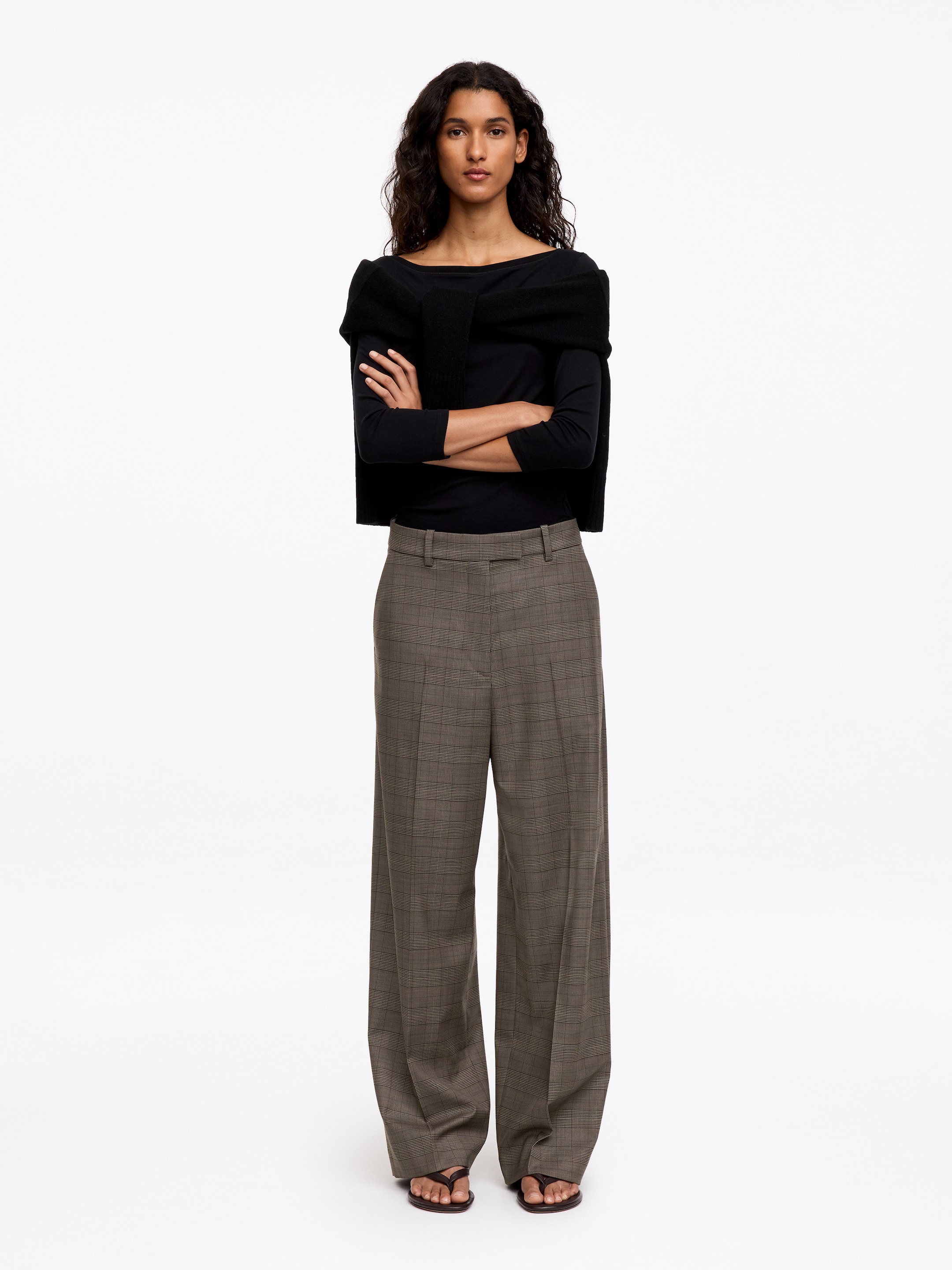 Wool Blend Tailored Trousers - Dark Brown - Relaxed fit - women - StillMedia/Lookbook - 5