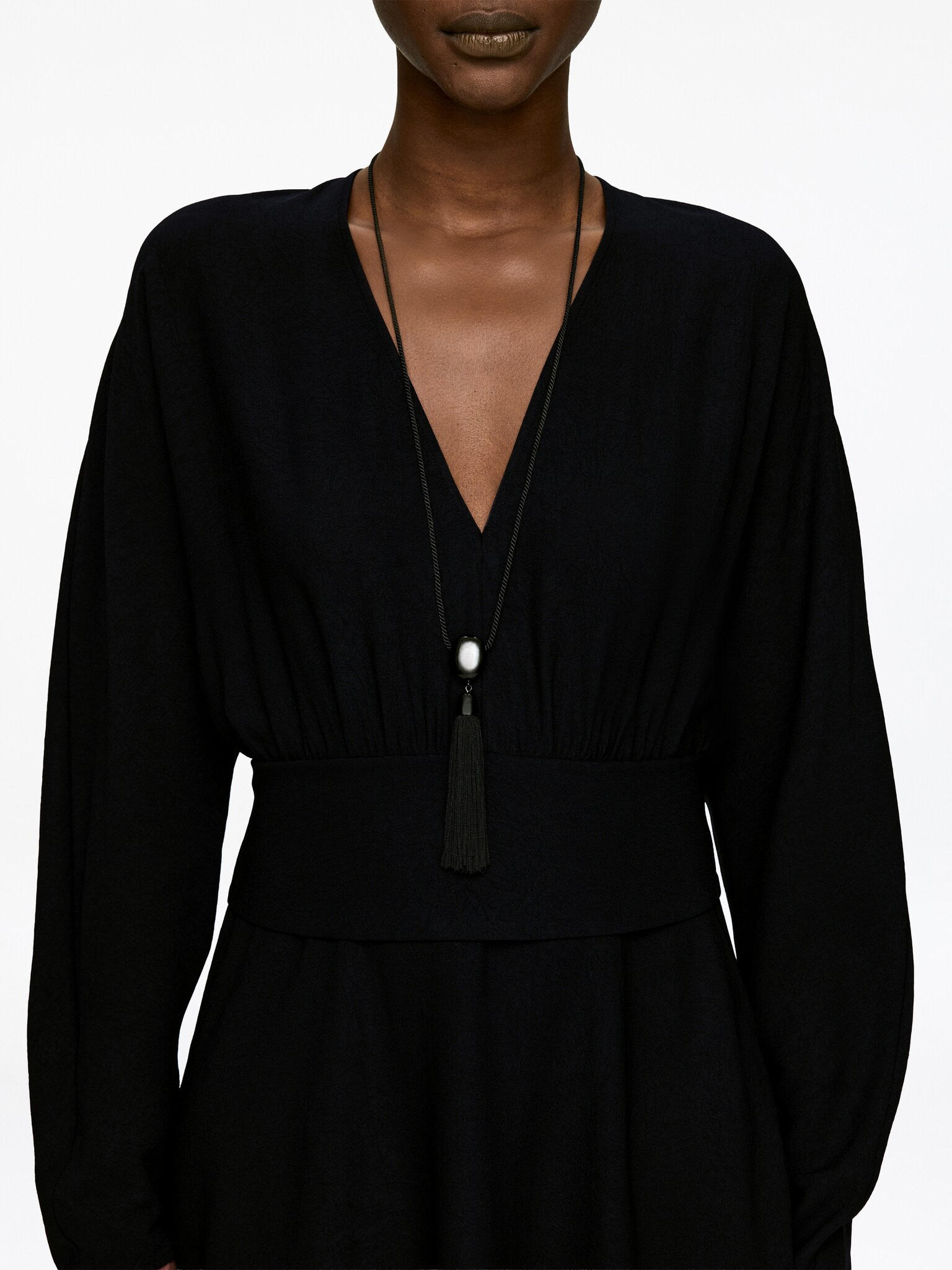 Maxikleid mit Bindebändern - Schwarz - 6