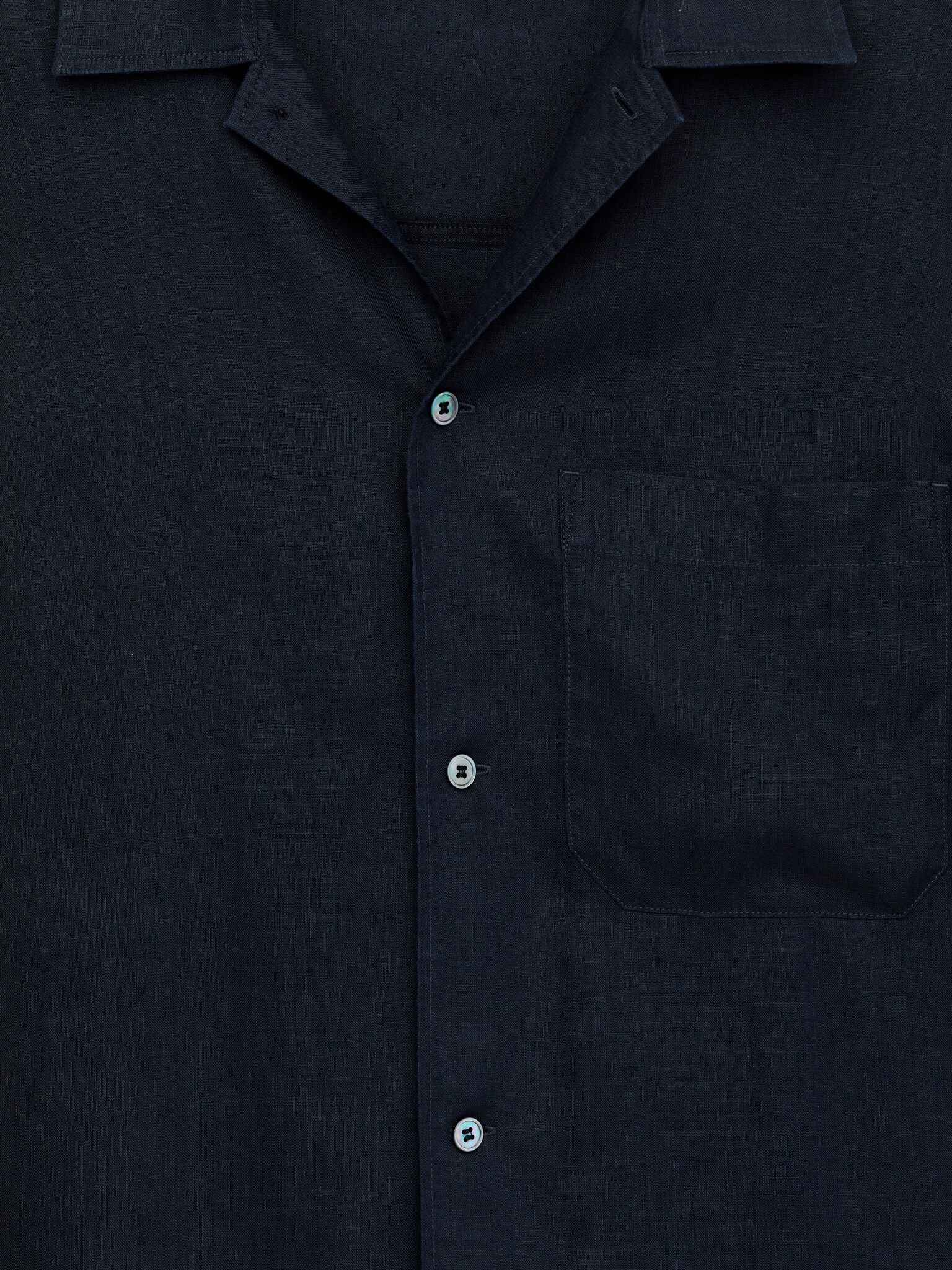 Linnen overhemd met korte mouwen - Dark Blue/Green/Black - 2