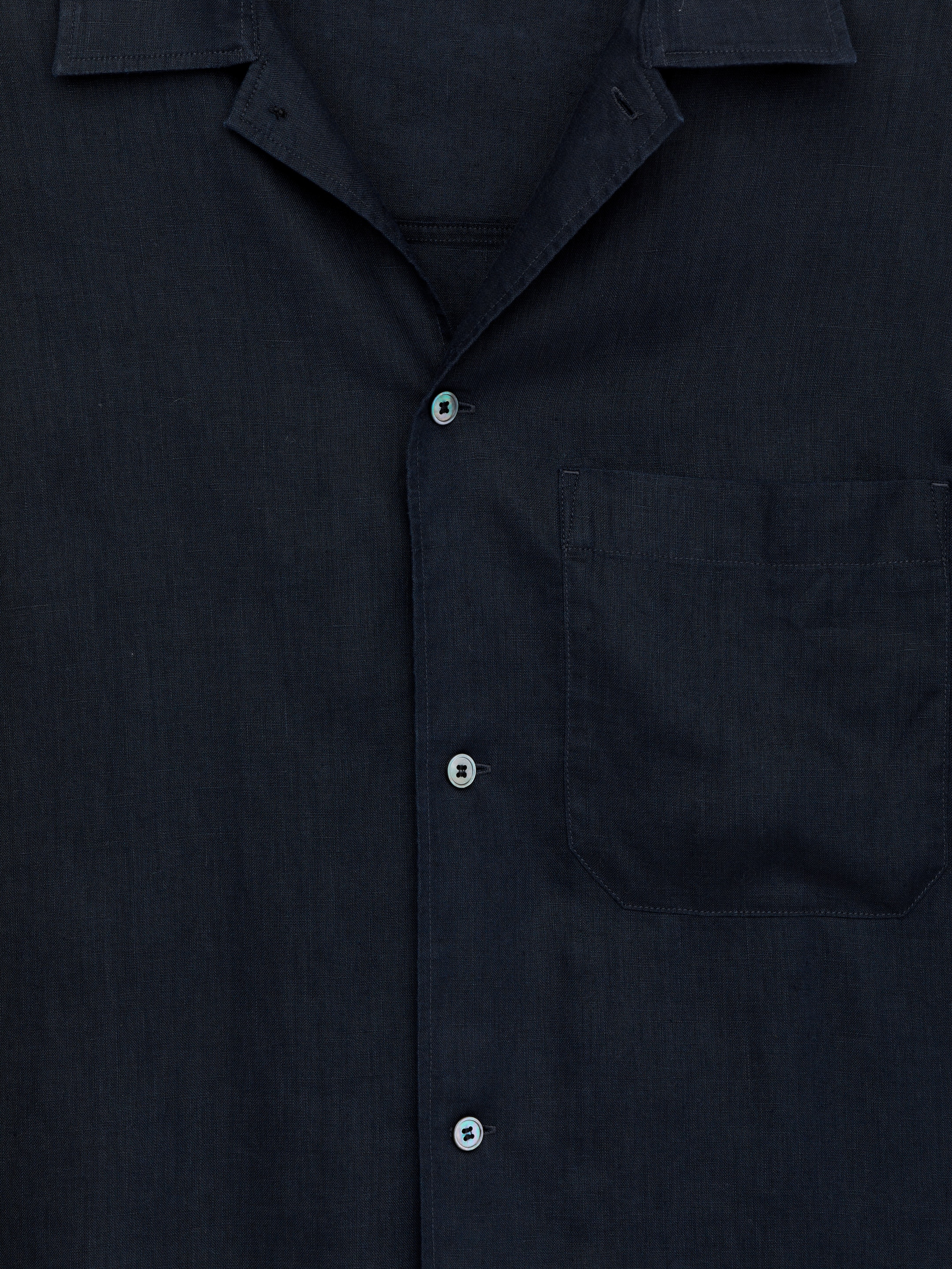 Camicia in lino a maniche corte - Blu scuro - Loose fit - men - StillMedia/DescriptiveDetail - 1