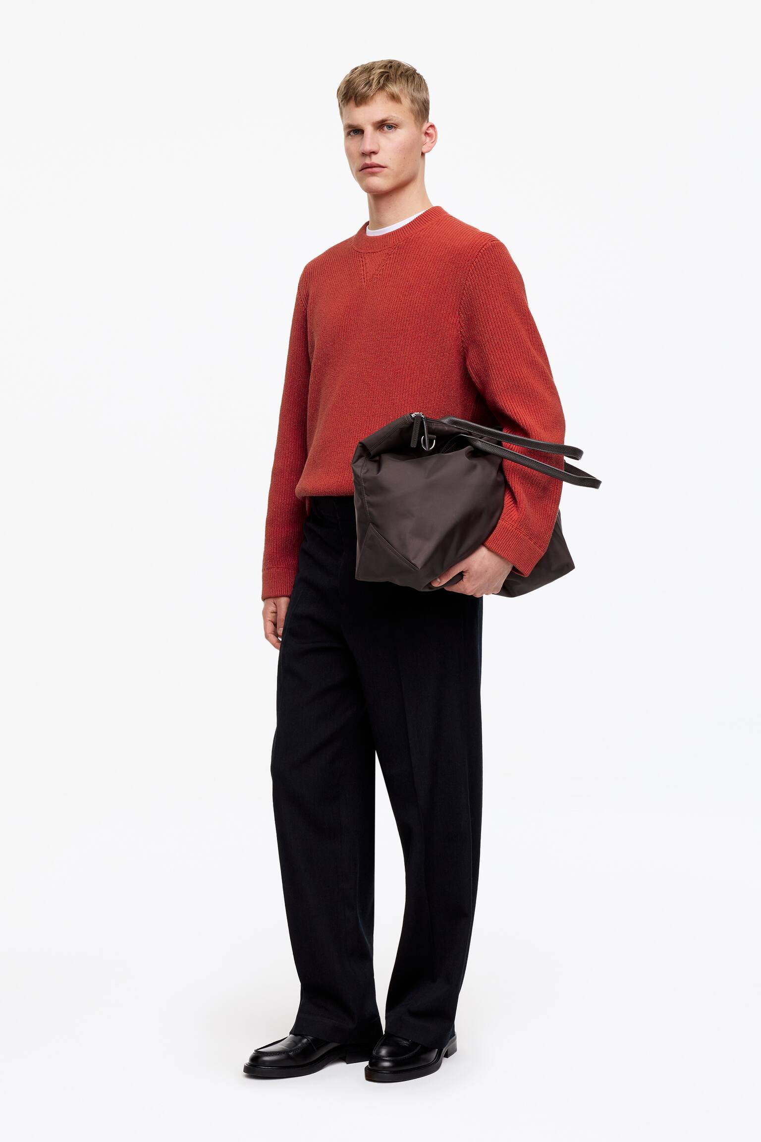 Tröja i bomulls- och linneblandning - Röd/Blå - 4