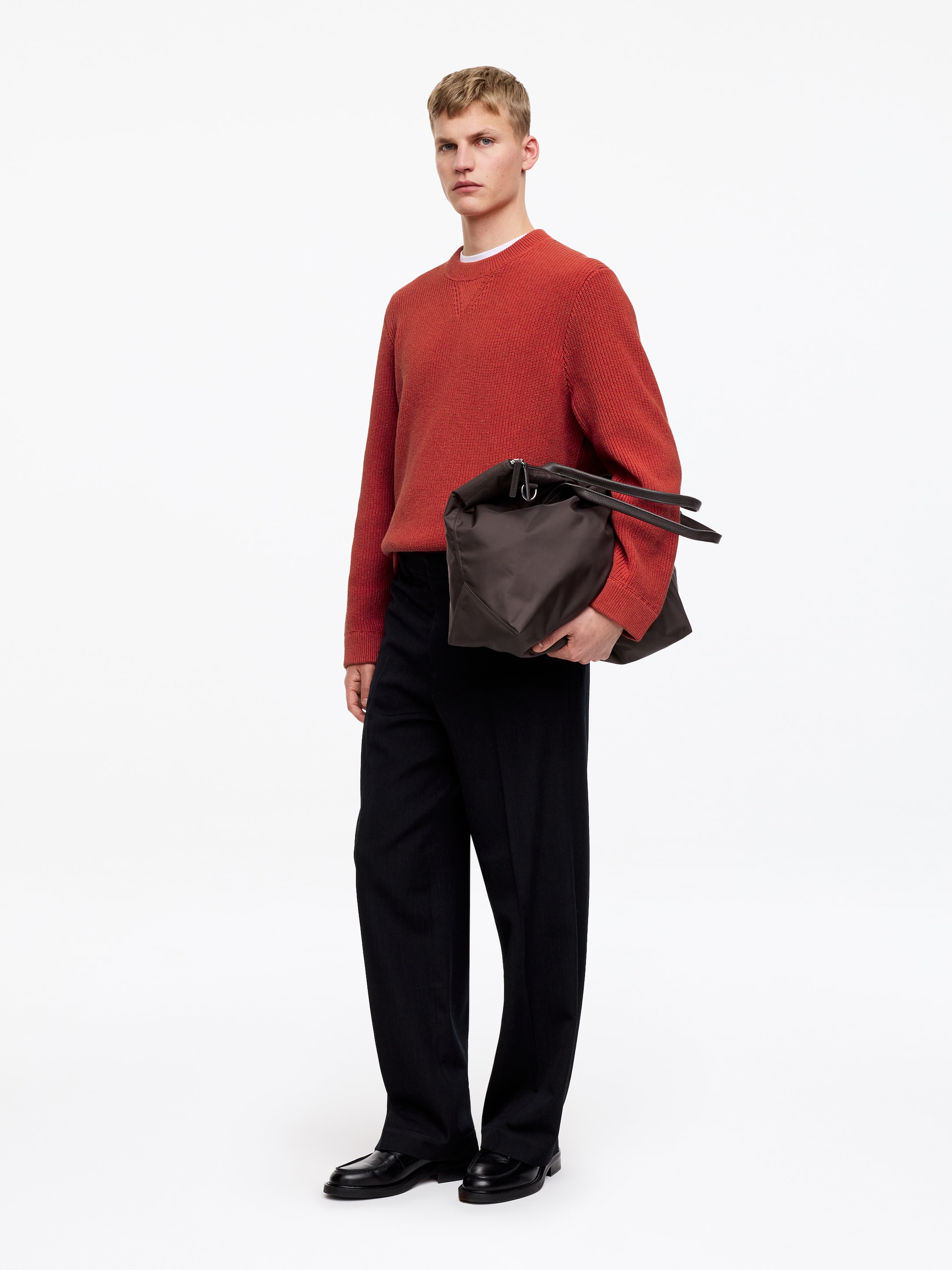 Pull en coton et lin - Rouge - Relaxed fit - Homme - StillMedia/Lookbook - 3