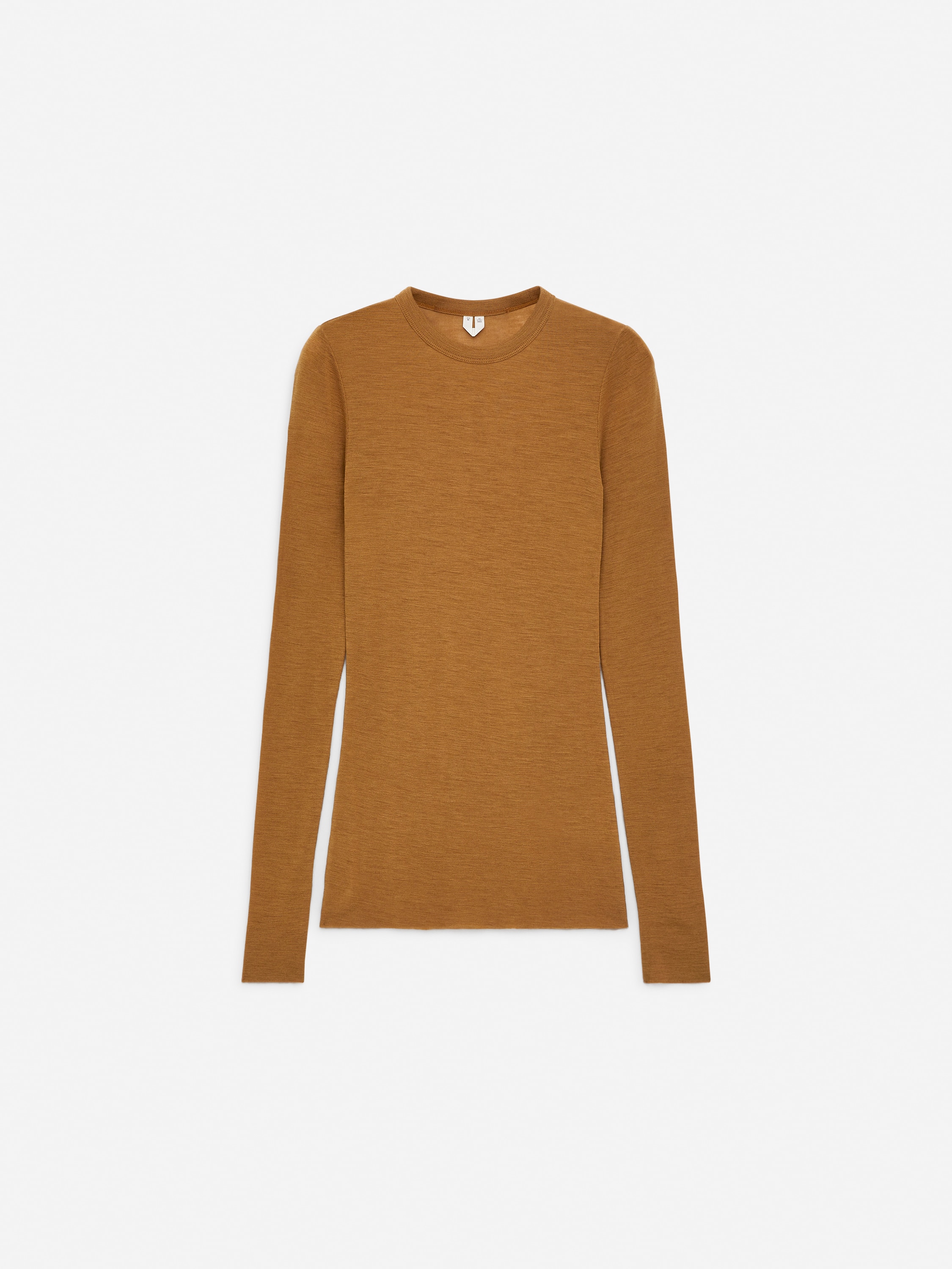 Top de manga comprida em merino - Mostarda-escura/Vermelho/Preto/Castanho escuro/Cinzento escuro mesclado