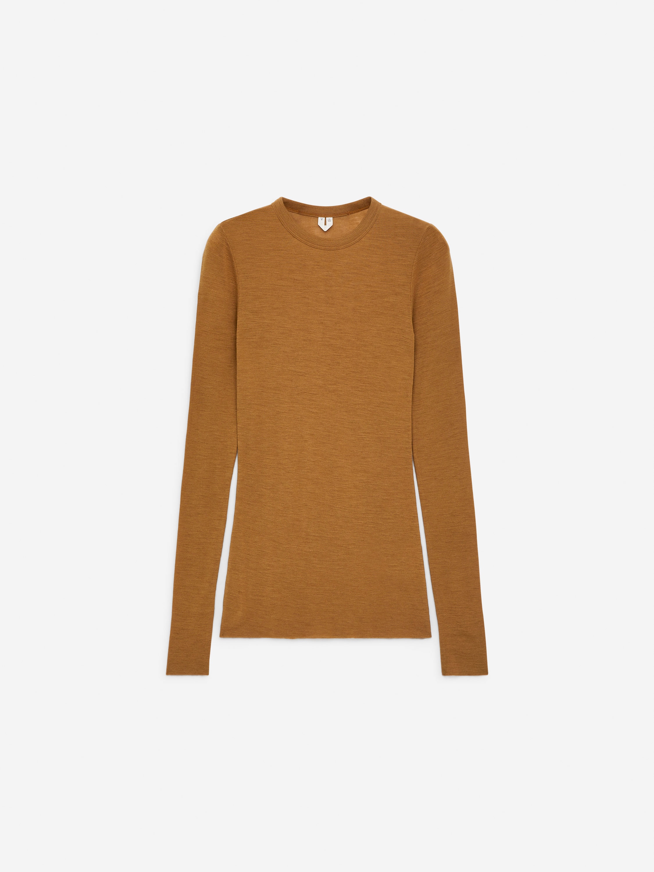 Long-Sleeved Merino Top - Dark Mustard - Slim fit - Women - StillMedia/DescriptiveStillLife - 1