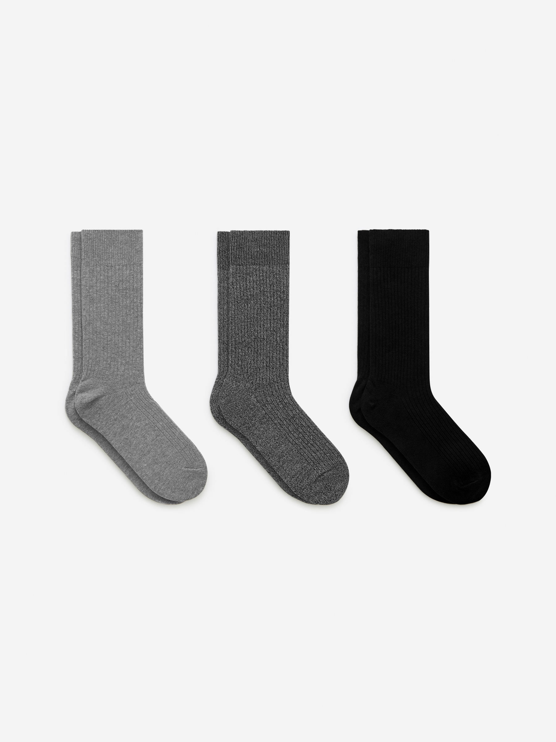 Gerippte Socken aus Supima-Baumwolle, 3er-Pack - Schwarz/Grau - Herren - StillMedia/DescriptiveStillLife - 1