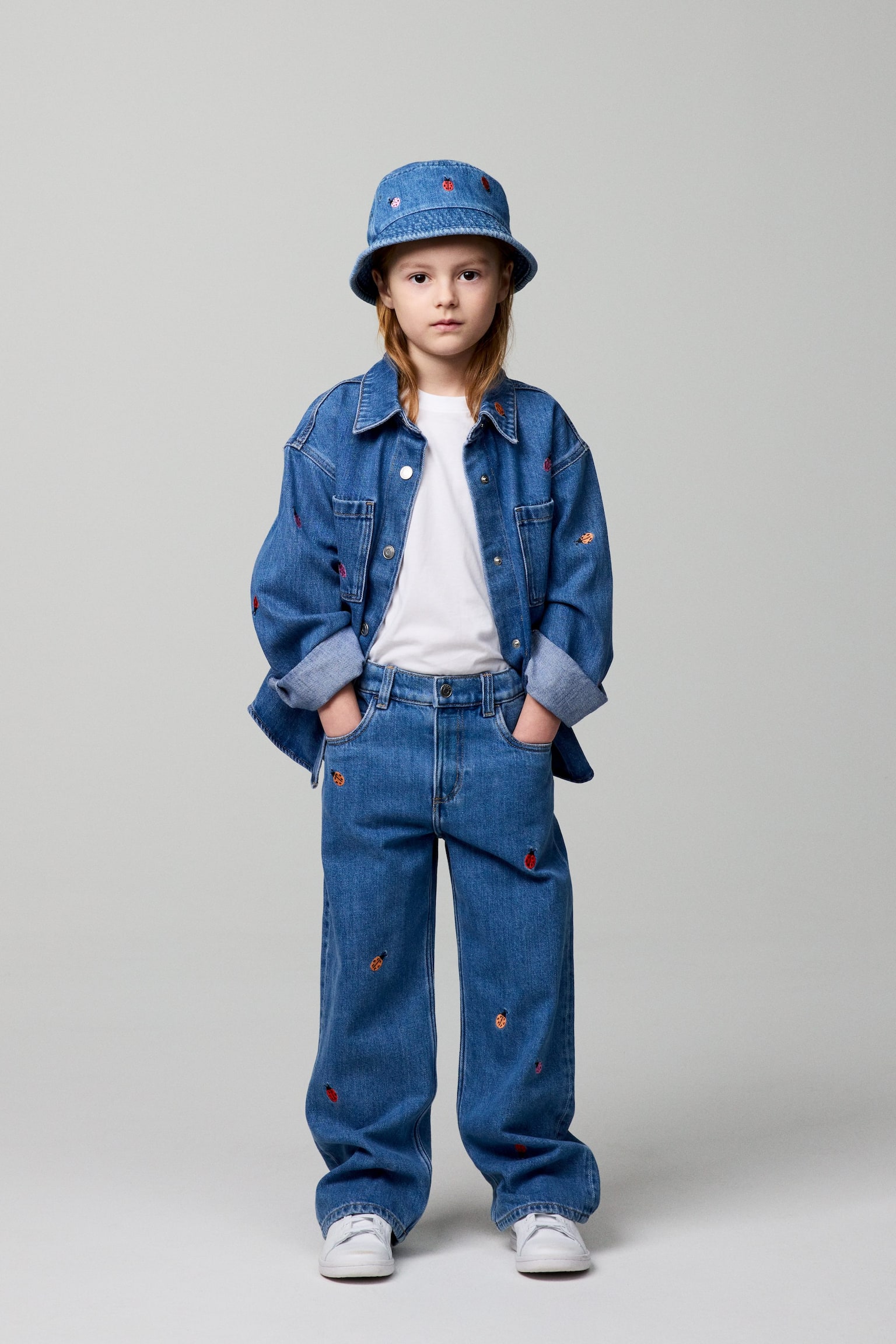 Broderet bøllehat - Blå - 2