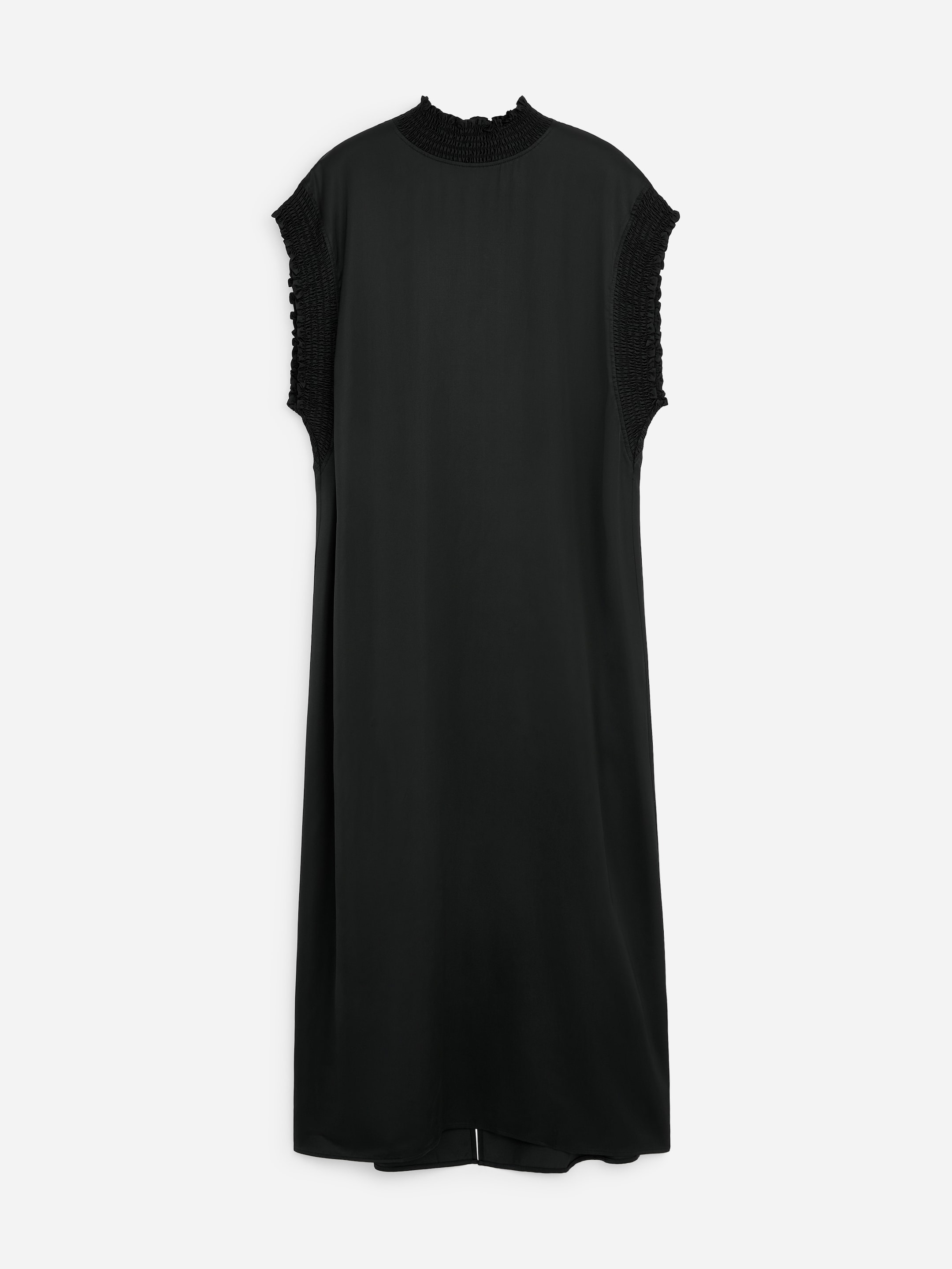 Smock-Detail Midi Dress-Black-20833