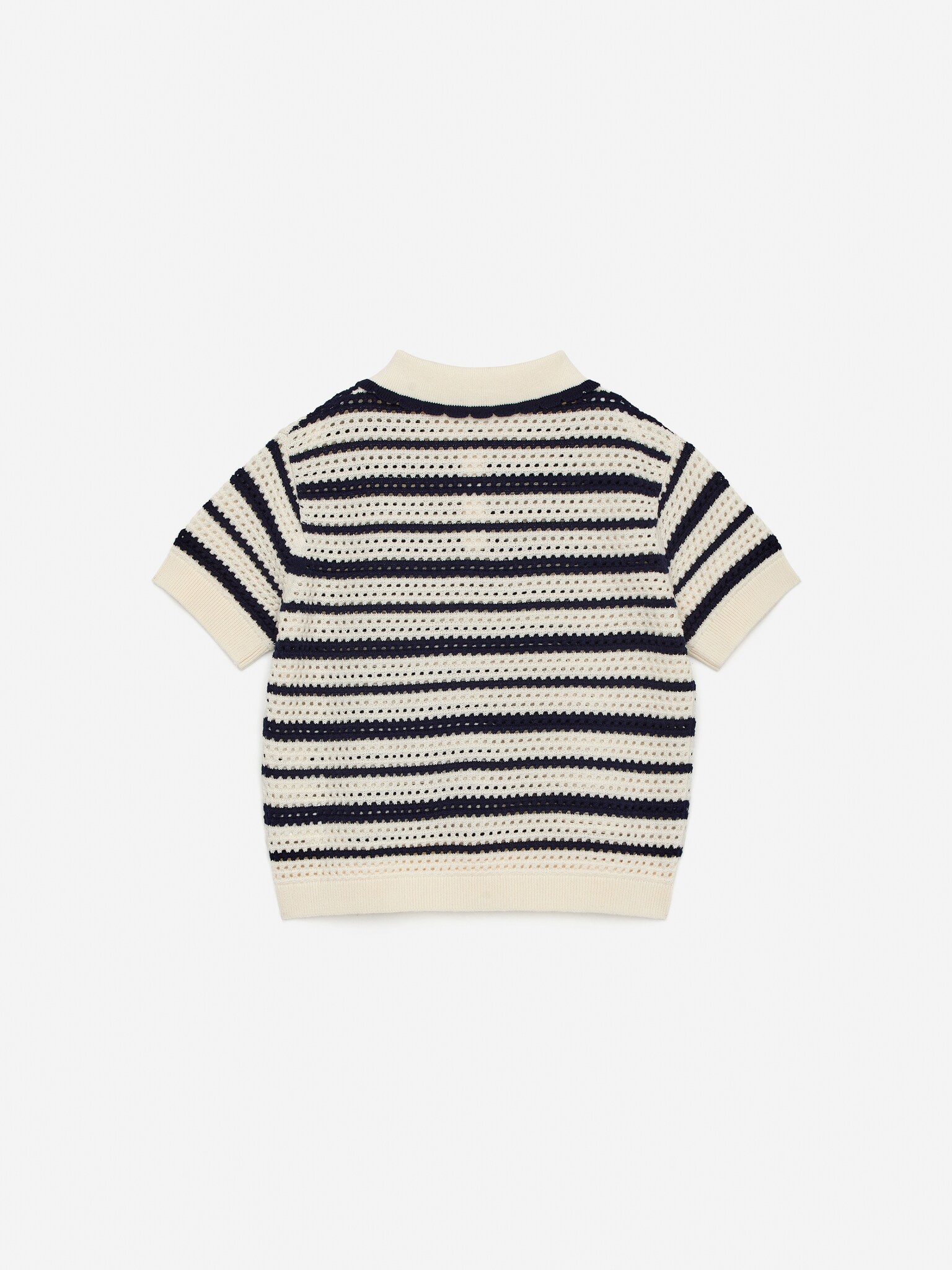 Top s pointelle pletením - Tmavomodrá/Biela - 2