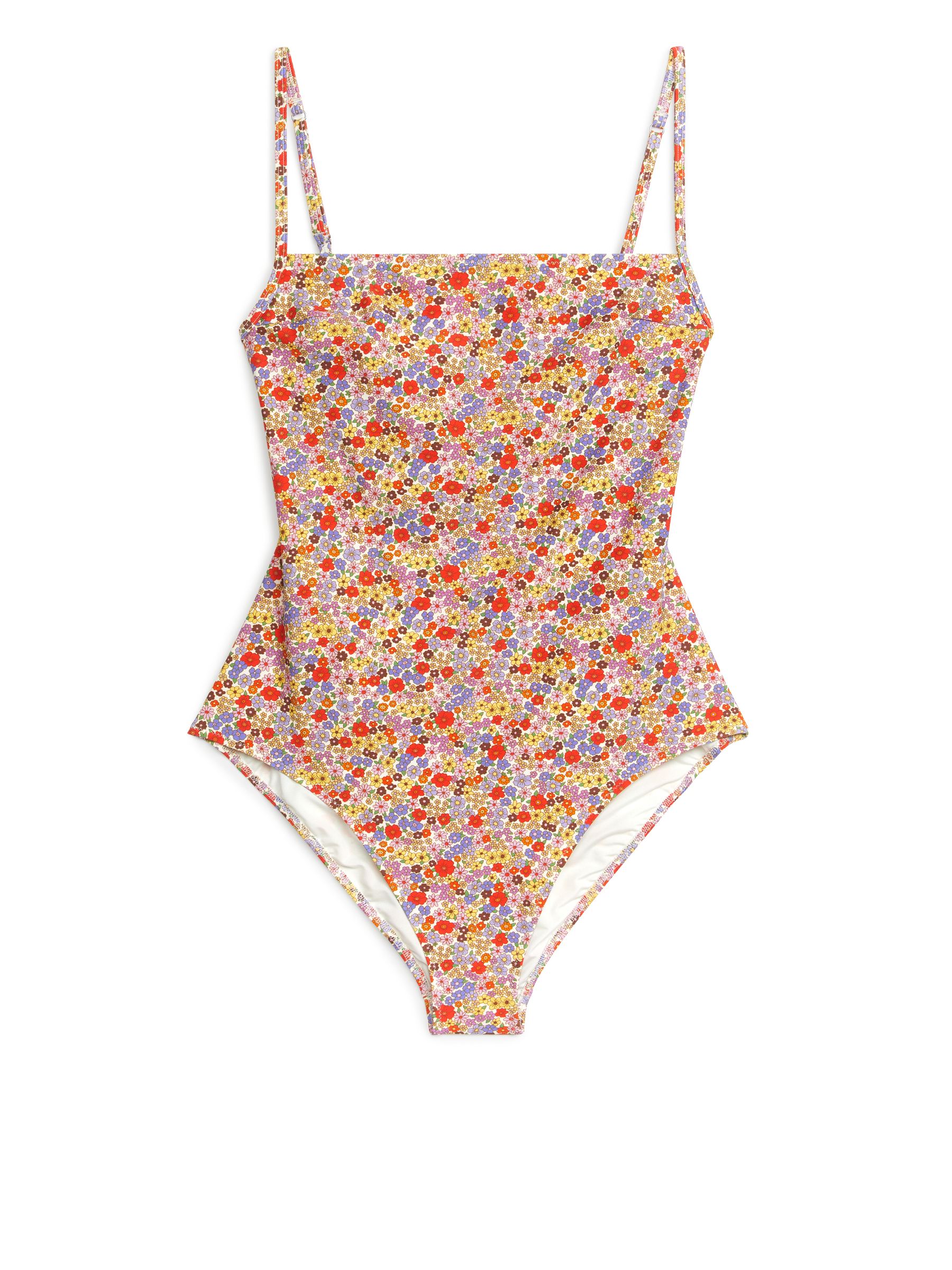 Square-Neck Swimsuit - Floral - Regular fit - Women - StillMedia/DescriptiveStillLife - 2