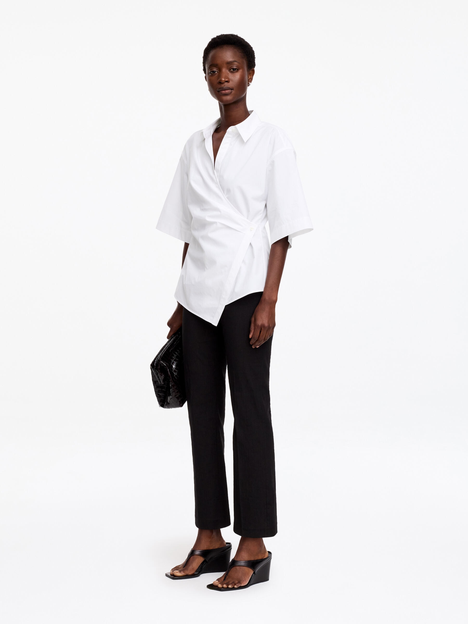 Cotton Wrap Shirt - White - Slim fit - Women - StillMedia/Lookbook - 4
