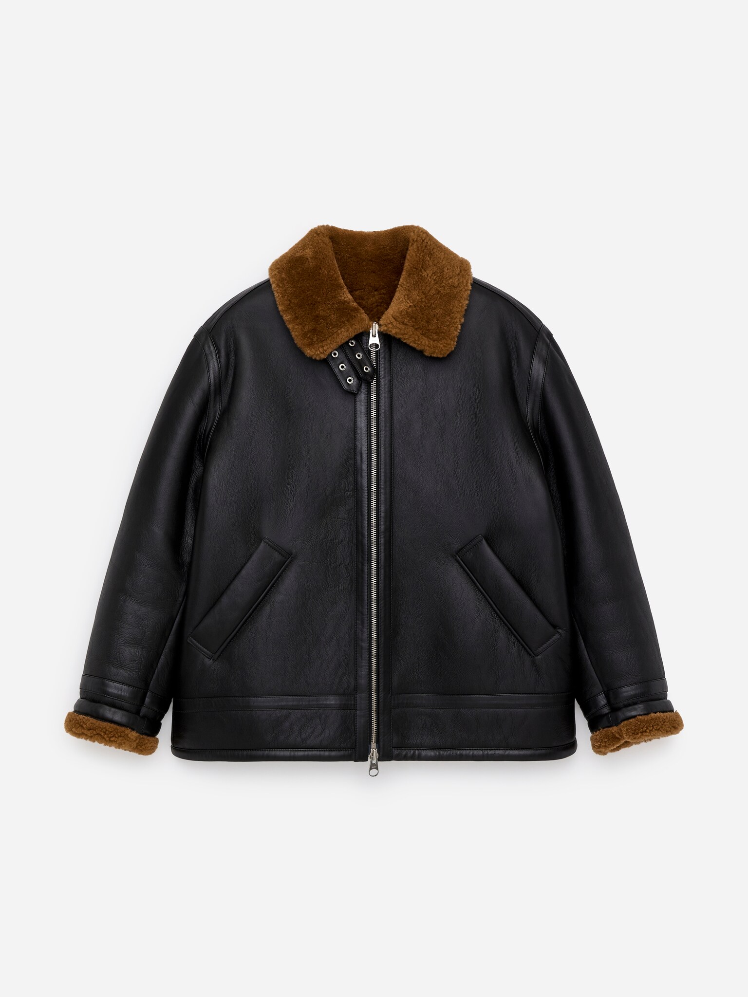 Veste en peau lainée - Noir - 2