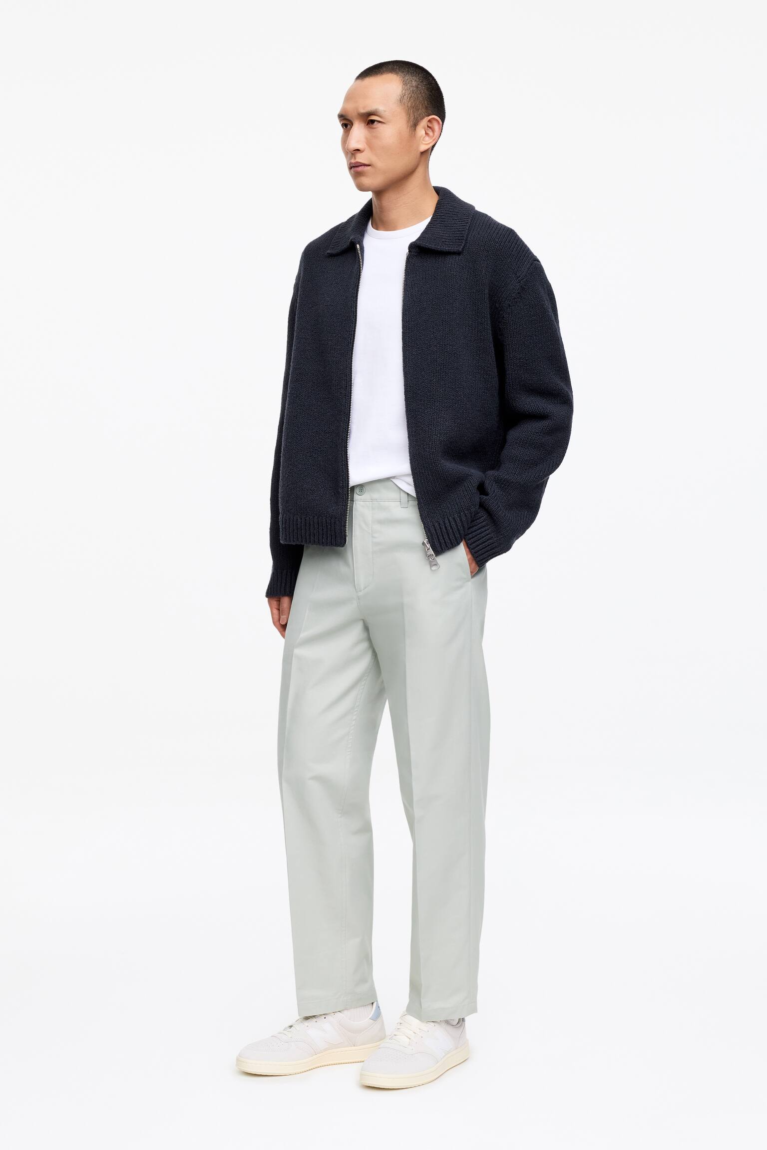 Pamutnadrág - Porszín világoszöld/Fekete - 5