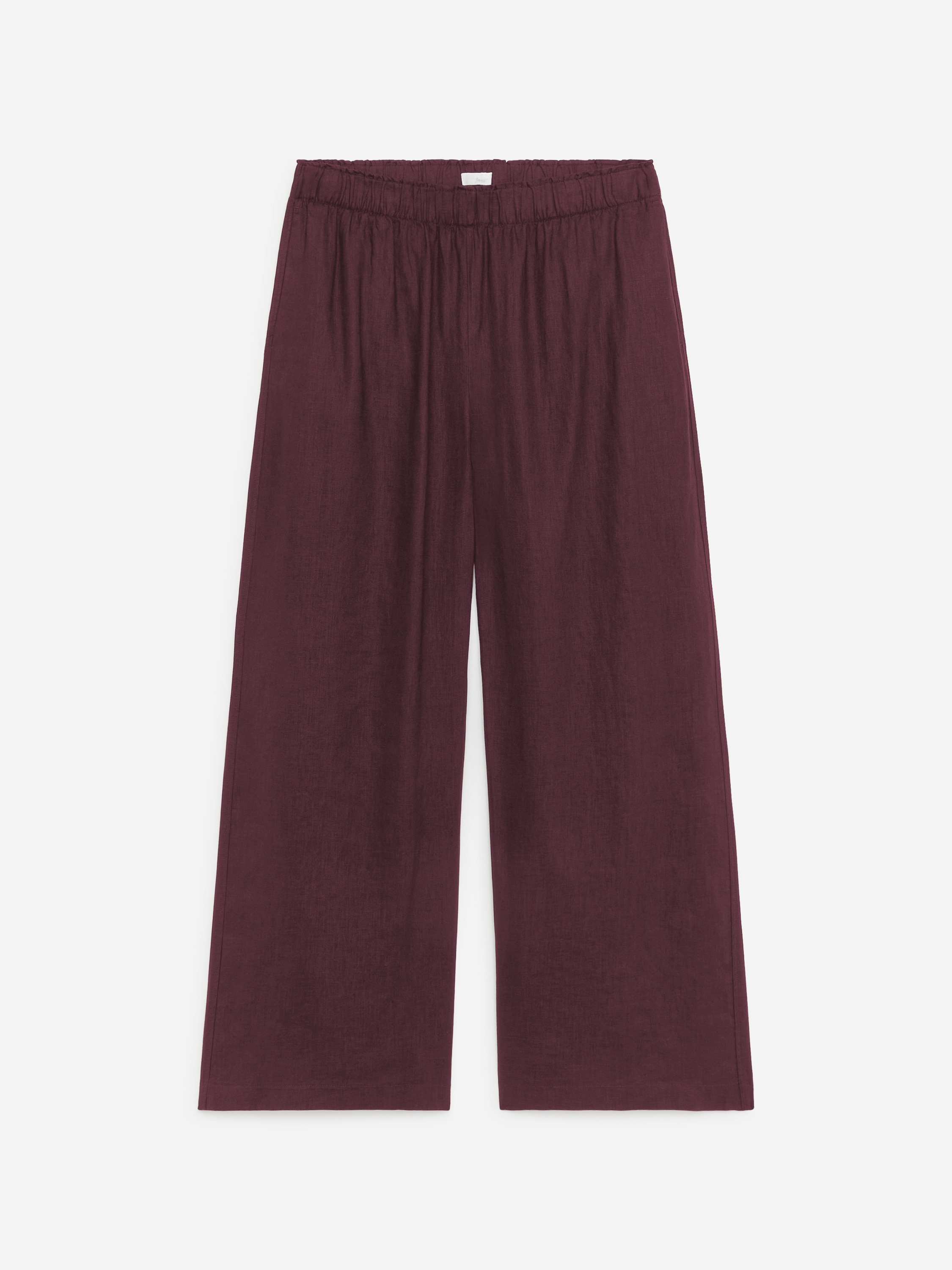 Pantaloni in lino a gamba larga - Viola/Beige