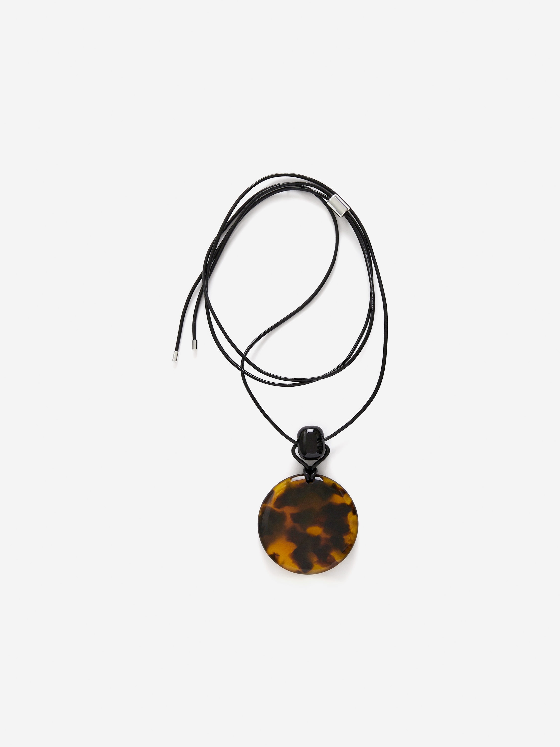 Leather Cord Pendant Necklace-#633825-16180