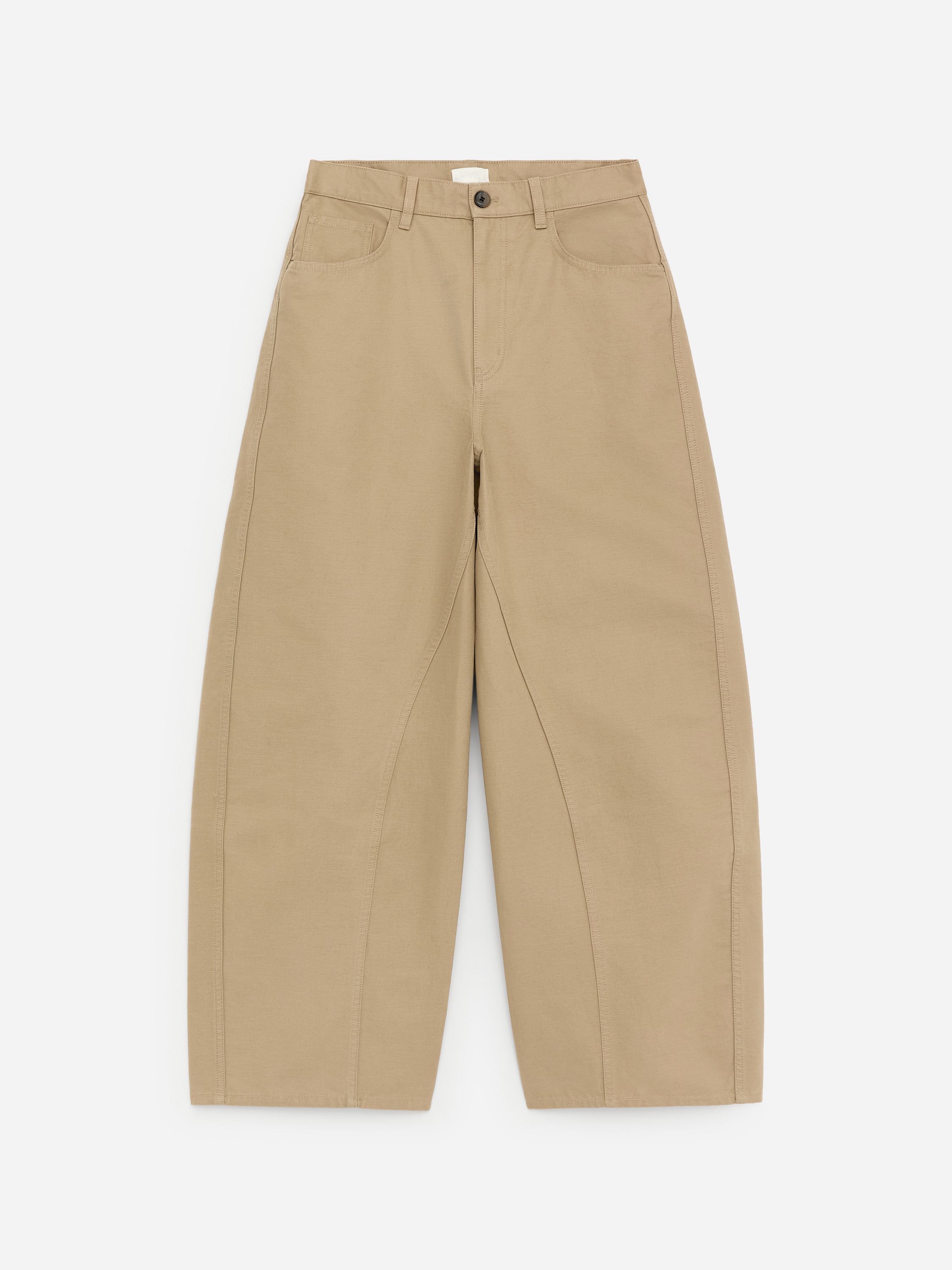 Calças de algodão tipo barrel - Bege