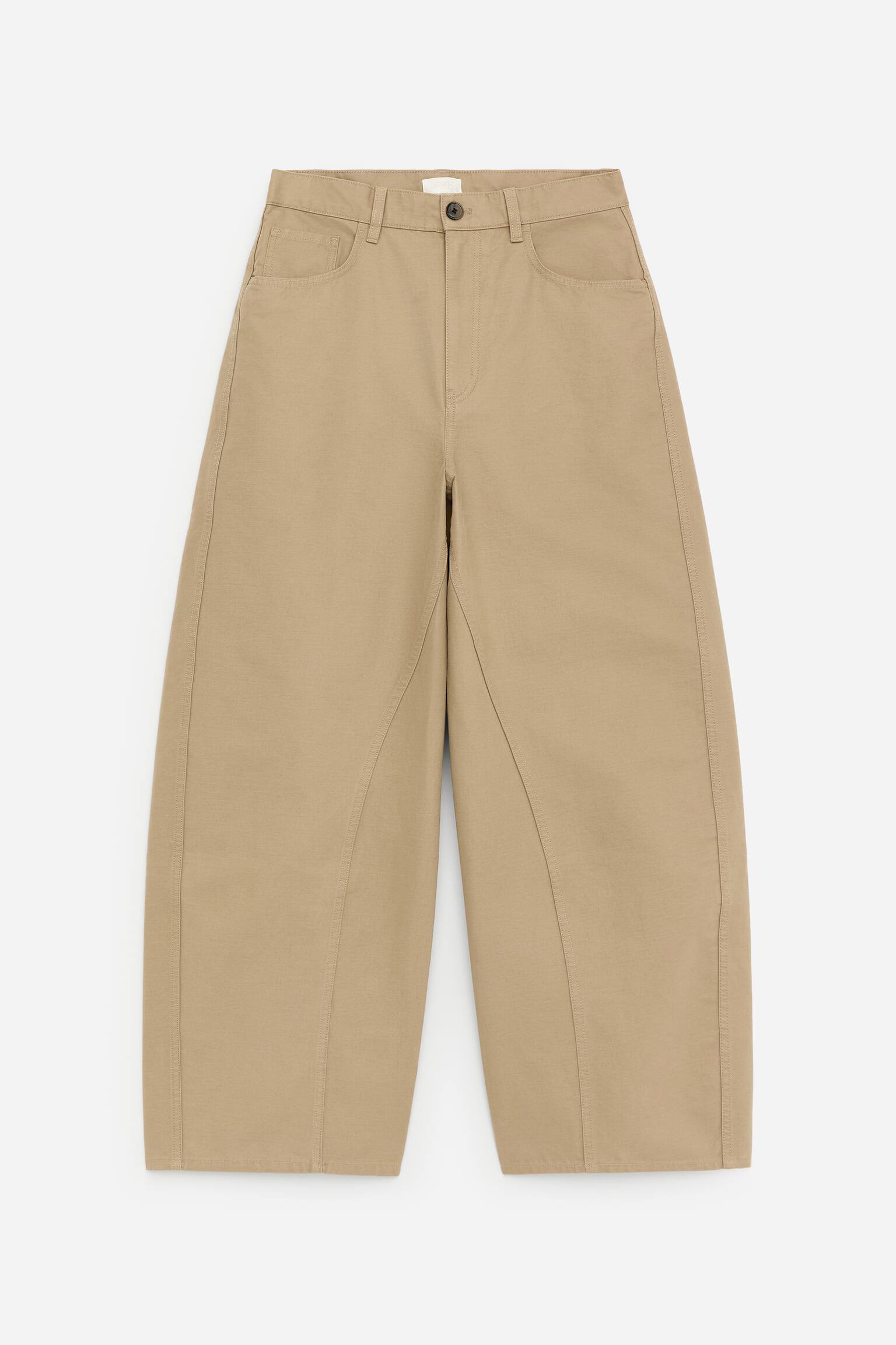 Katoenen broek met barrel-pijpen - Beige - 2
