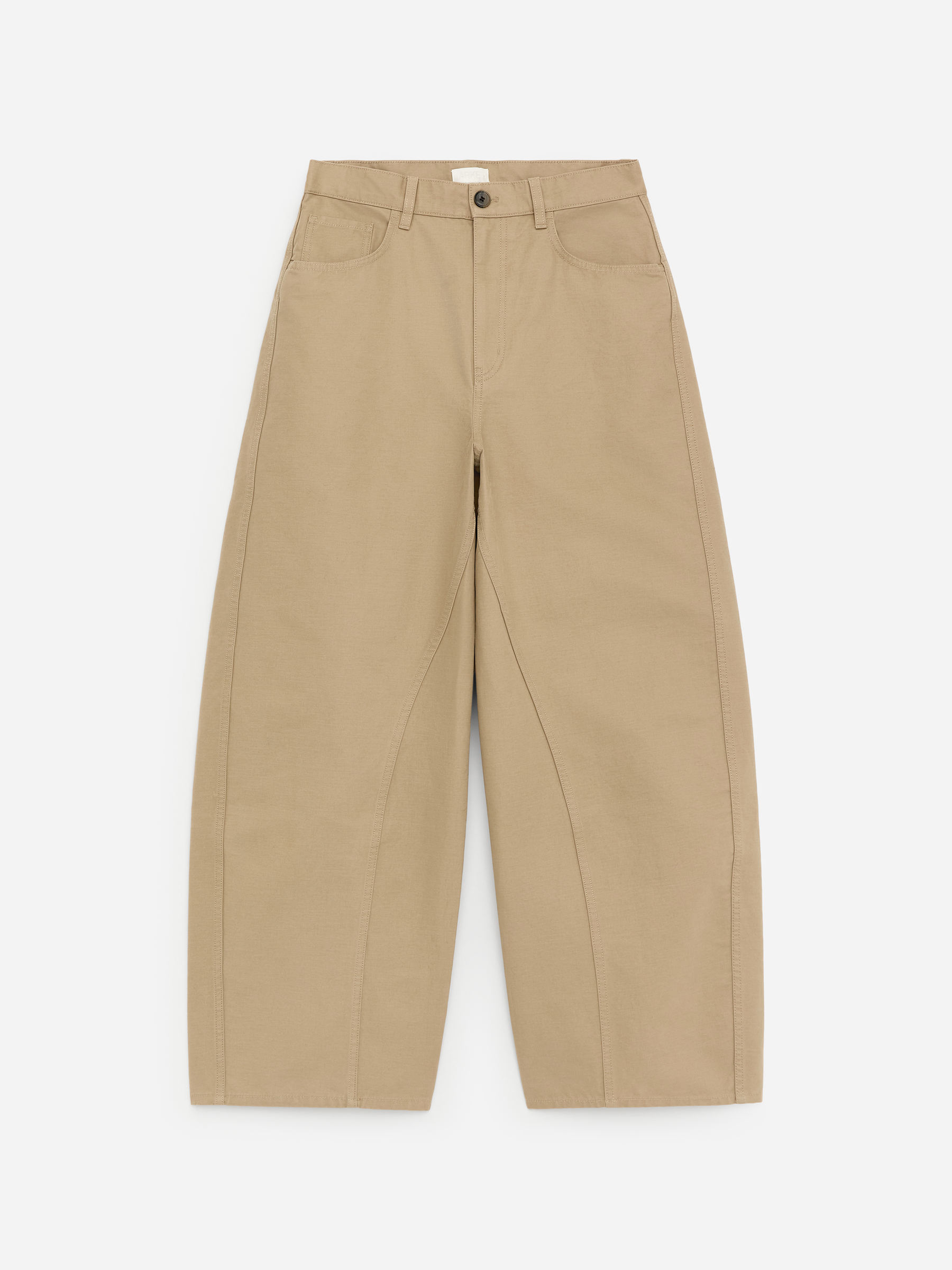 Pantalon barrel en coton-#91856F-18542