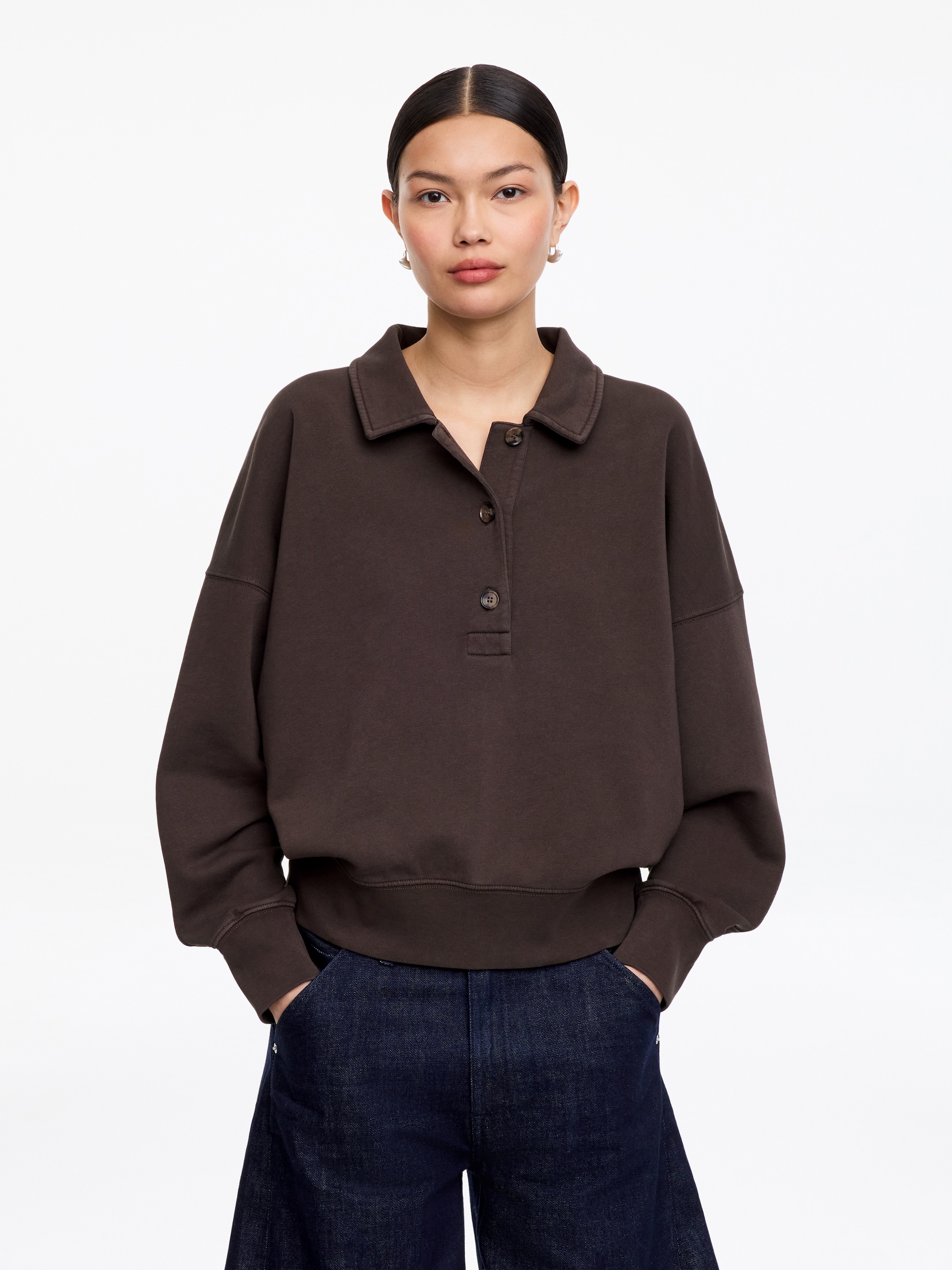 French Terry Polo Sweatshirt-#433436-18609