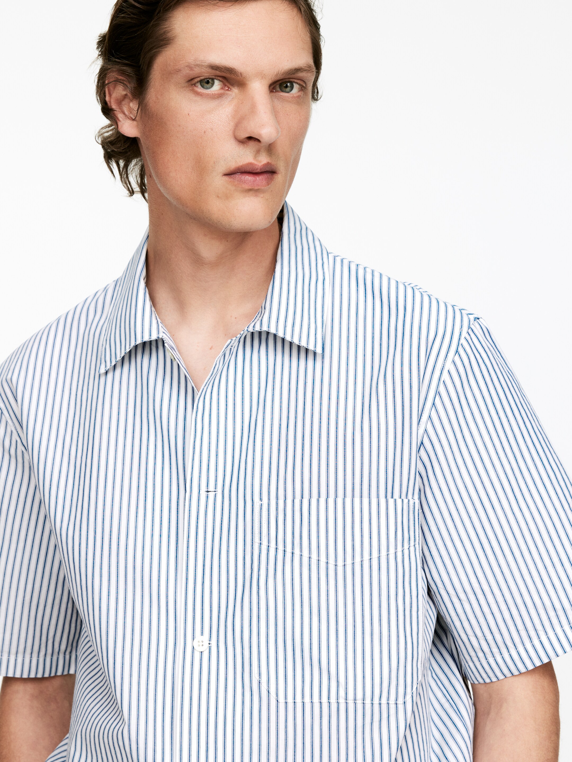 Zobrazit větší obrázek: Pyžamová košile z popelínu - Bílá/Modrá - MUŽI | H&M CZ 2