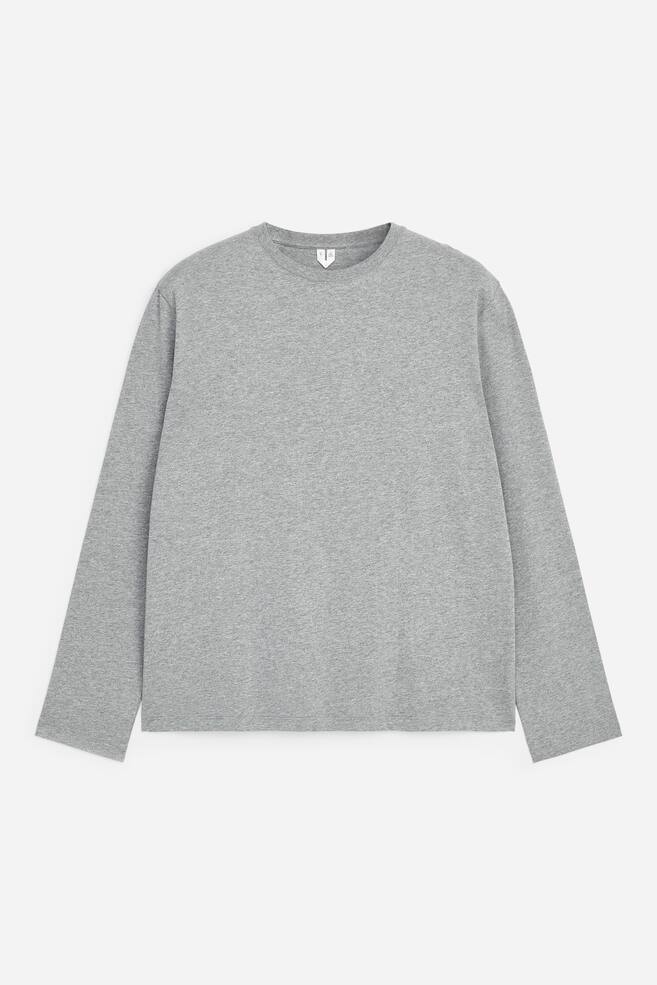 Regular Long-Sleeve T-Shirt - Grey Melange/Dark Blue/Black - 1