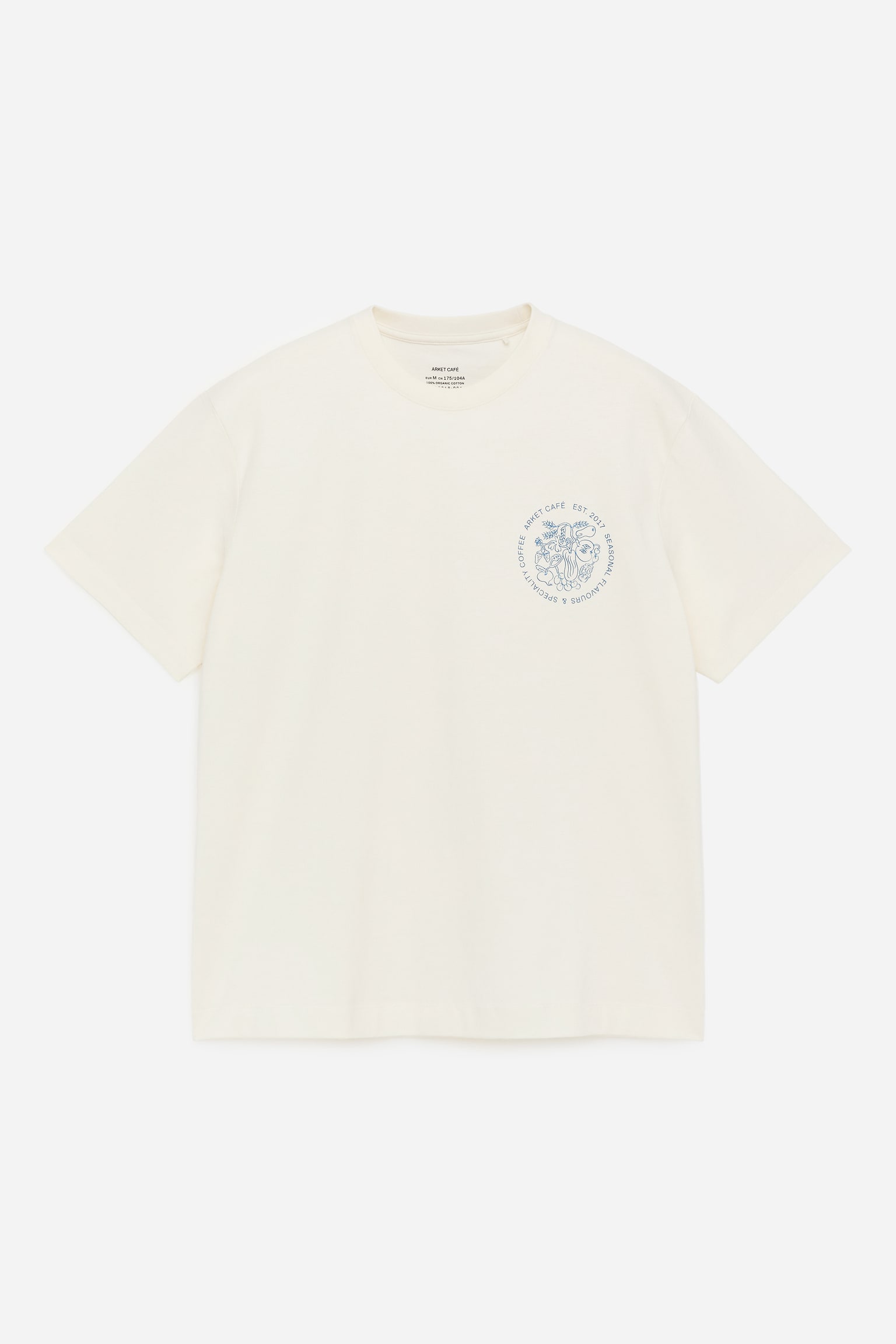 ARKET CAFÉ T-shirt - Offwhite/blå - 1