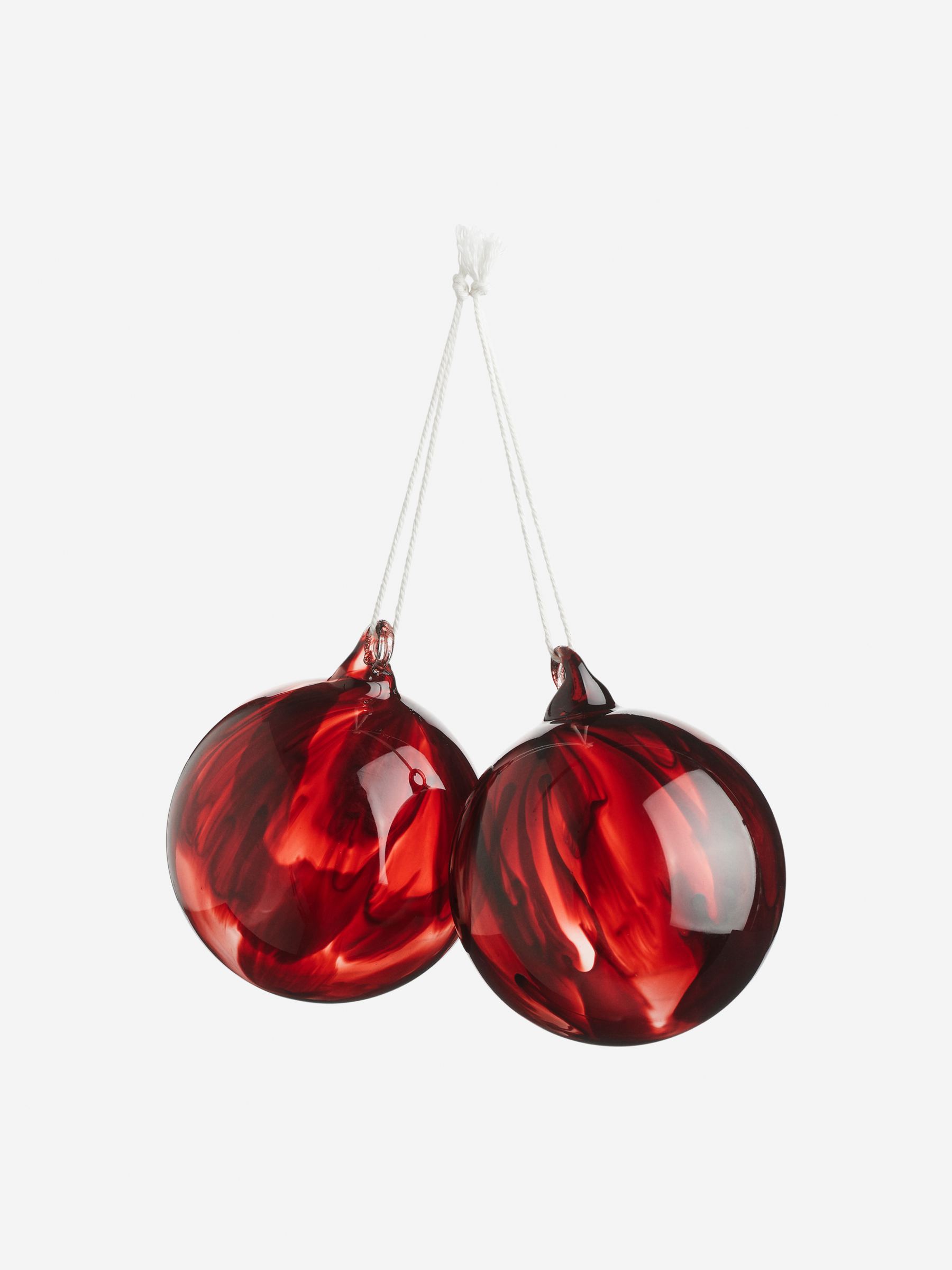Painted Glass Baubles Set of 2 - Red - Homeware - StillMedia/DescriptiveStillLife - 1