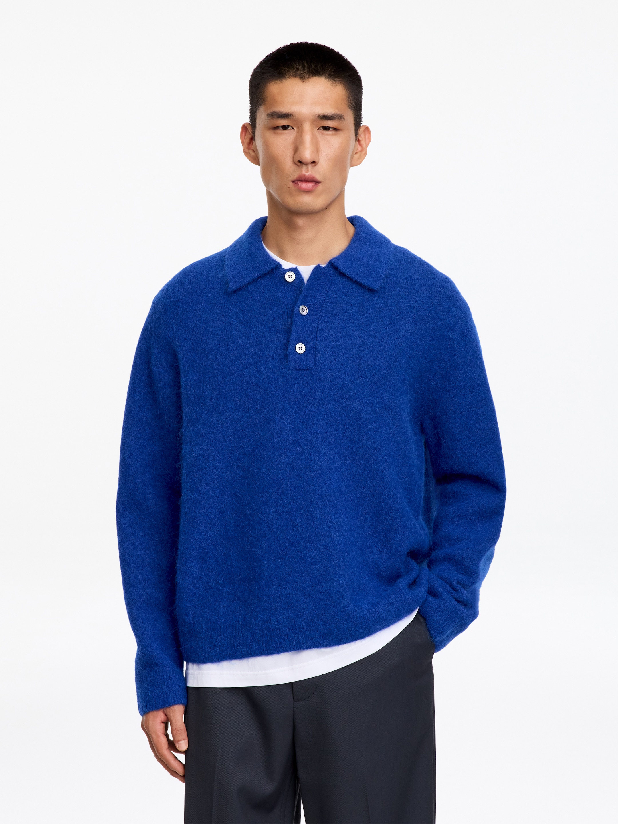 Polo en mezcla de lana y alpaca-Blue-20764