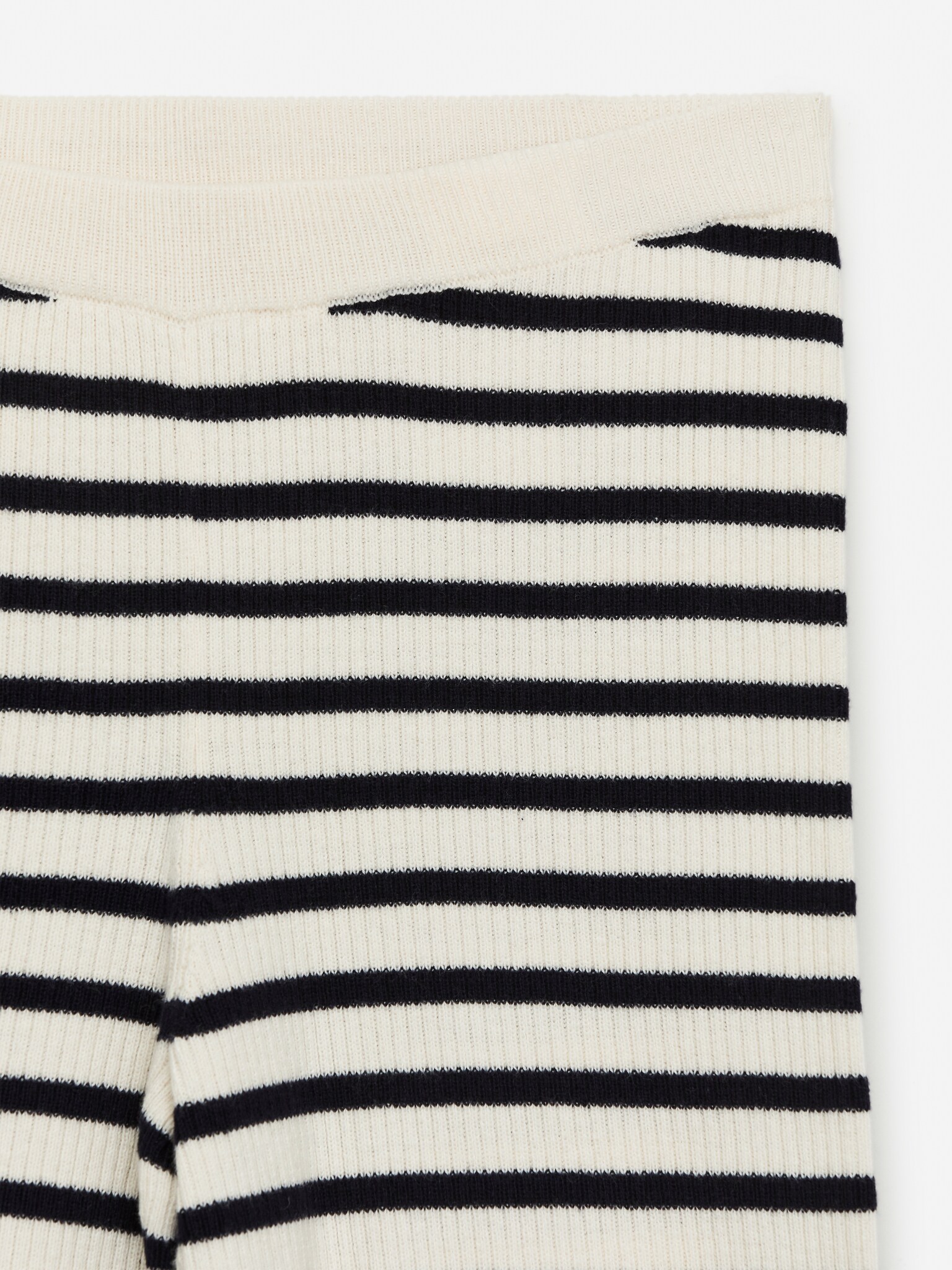 Ribbstickad byxa - Vit/svart - 2