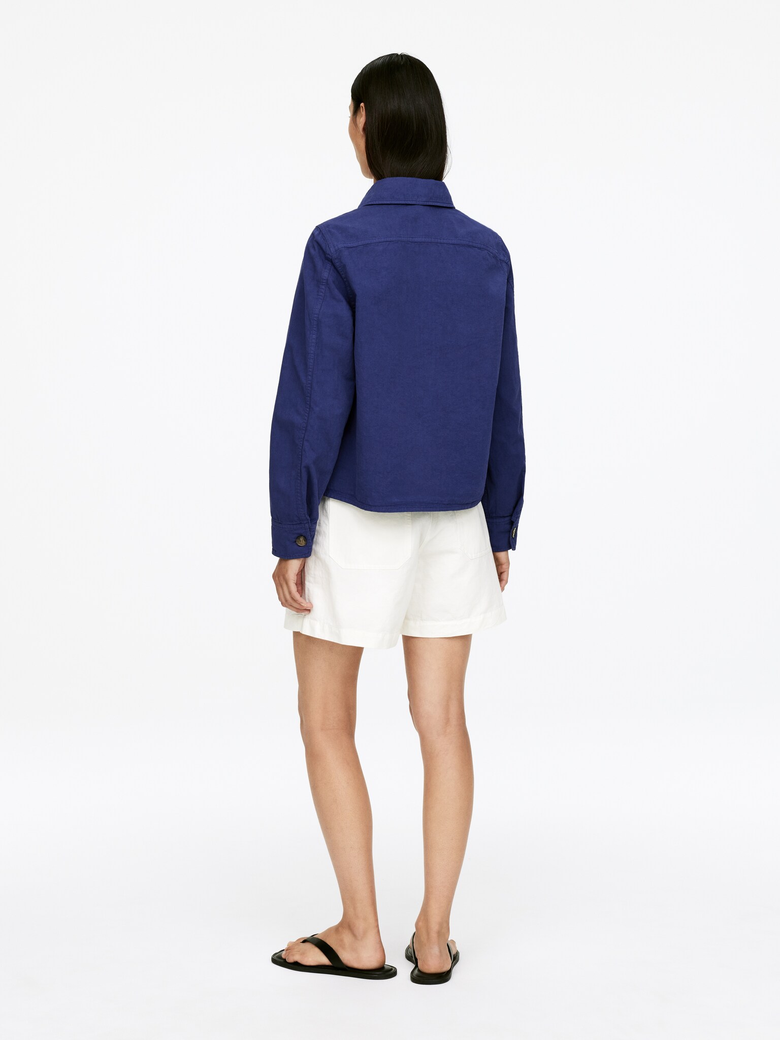Surchemise en lin et coton - Bleu - 3