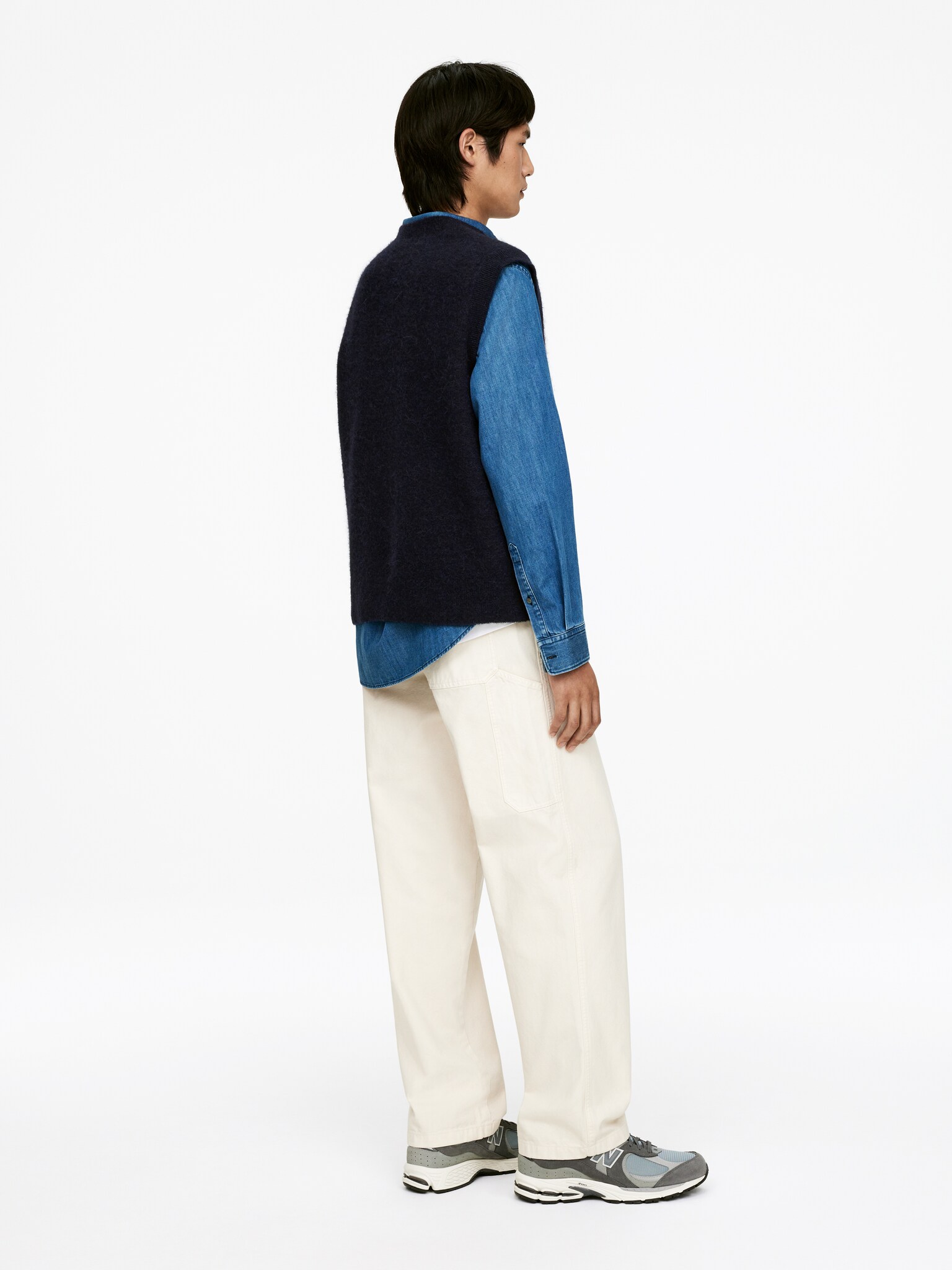 Gilet en mélange de laine et d'alpaga - Bleu foncé/Vert foncé/Bordeaux - 4