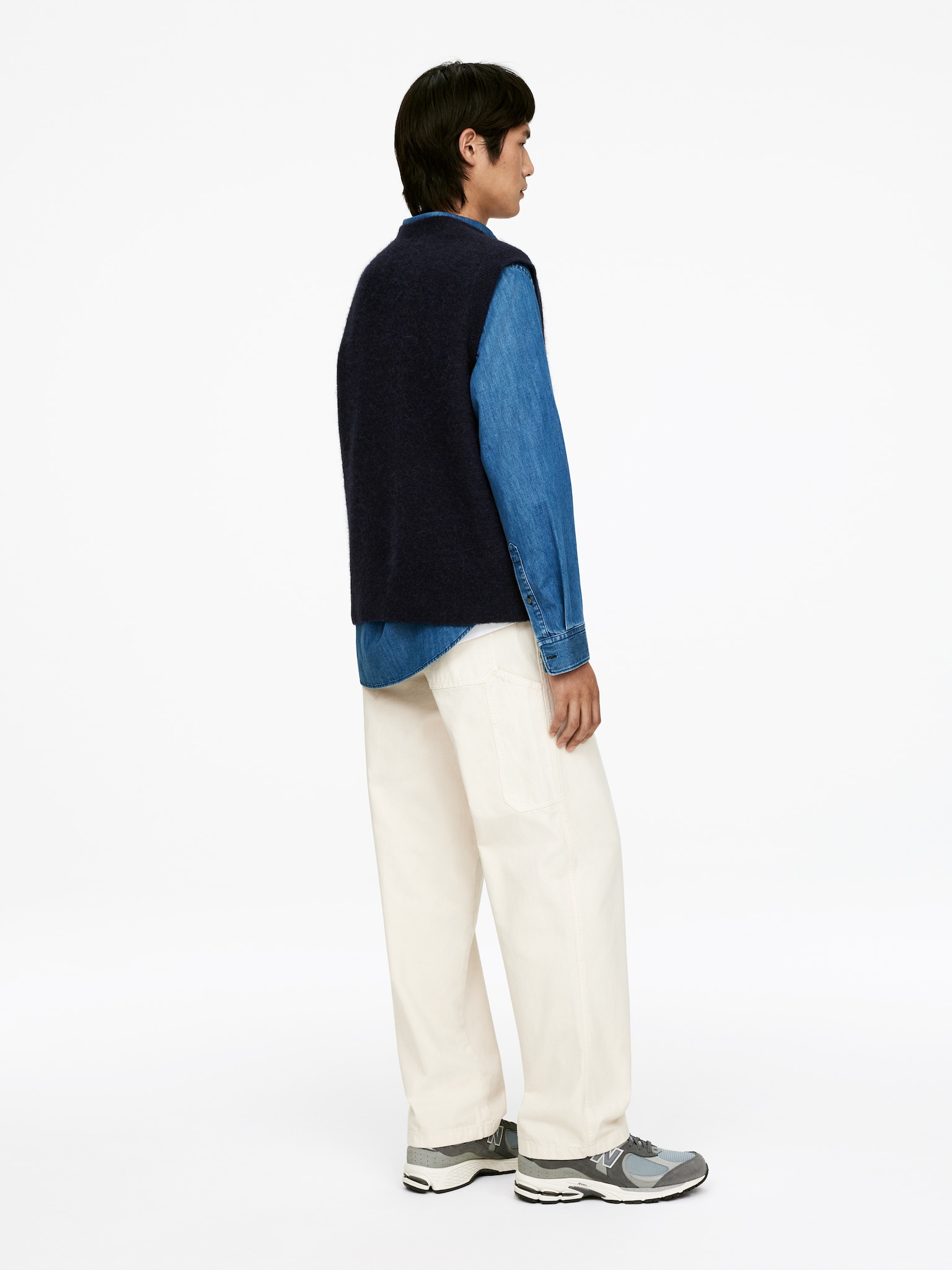 Gilet en mélange de laine et d'alpaga - Bleu foncé/Bordeaux/Vert foncé - 3