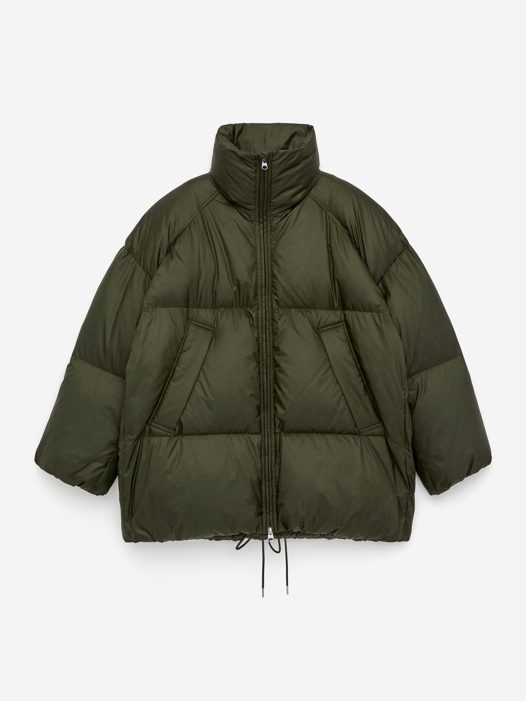 Upcycled Down Puffer Jacket-#3A3E35-16779