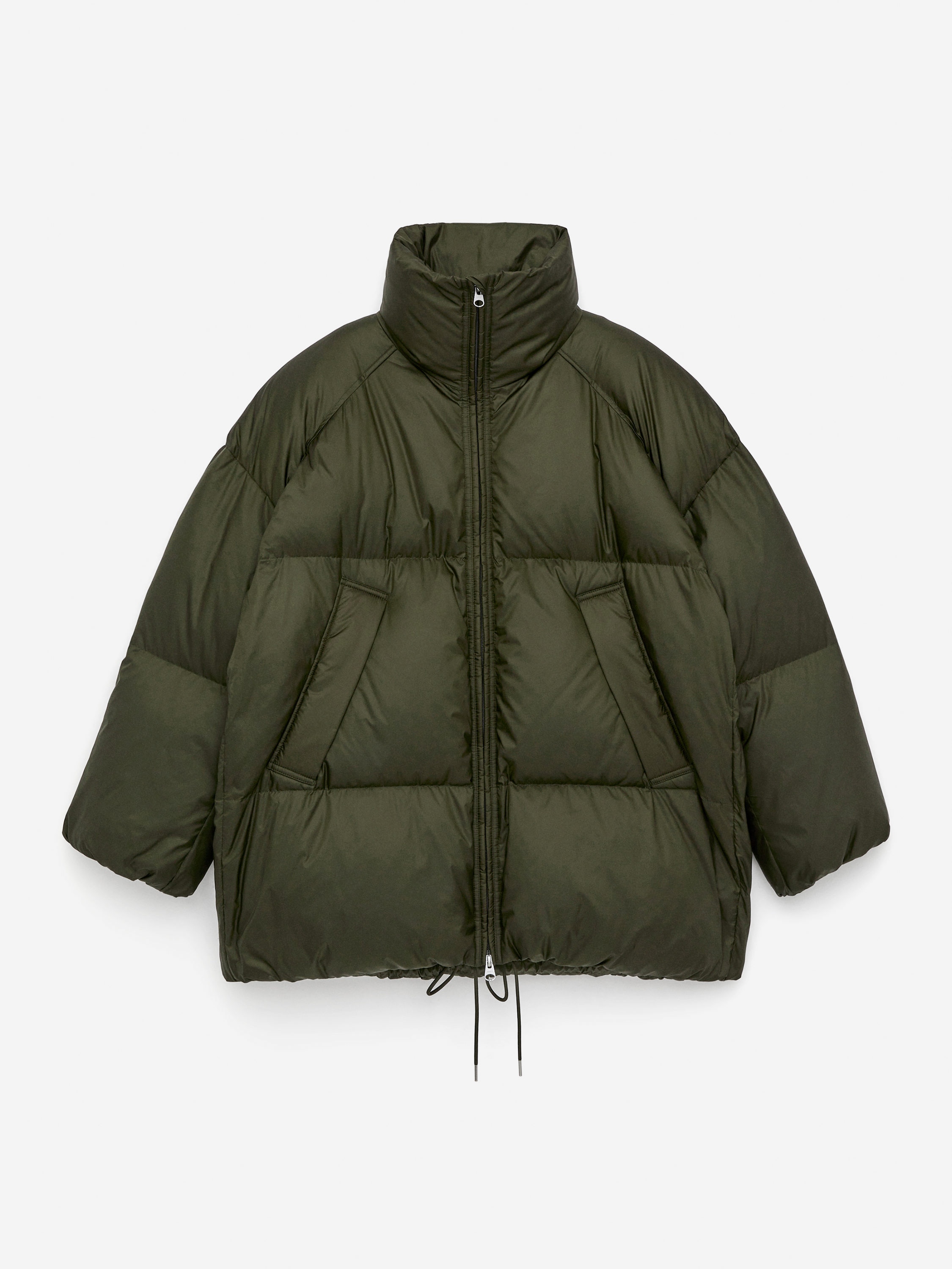 Upcycled Down Puffer Jacket - Dark Green - Oversized - Women - StillMedia/DescriptiveStillLife - 1