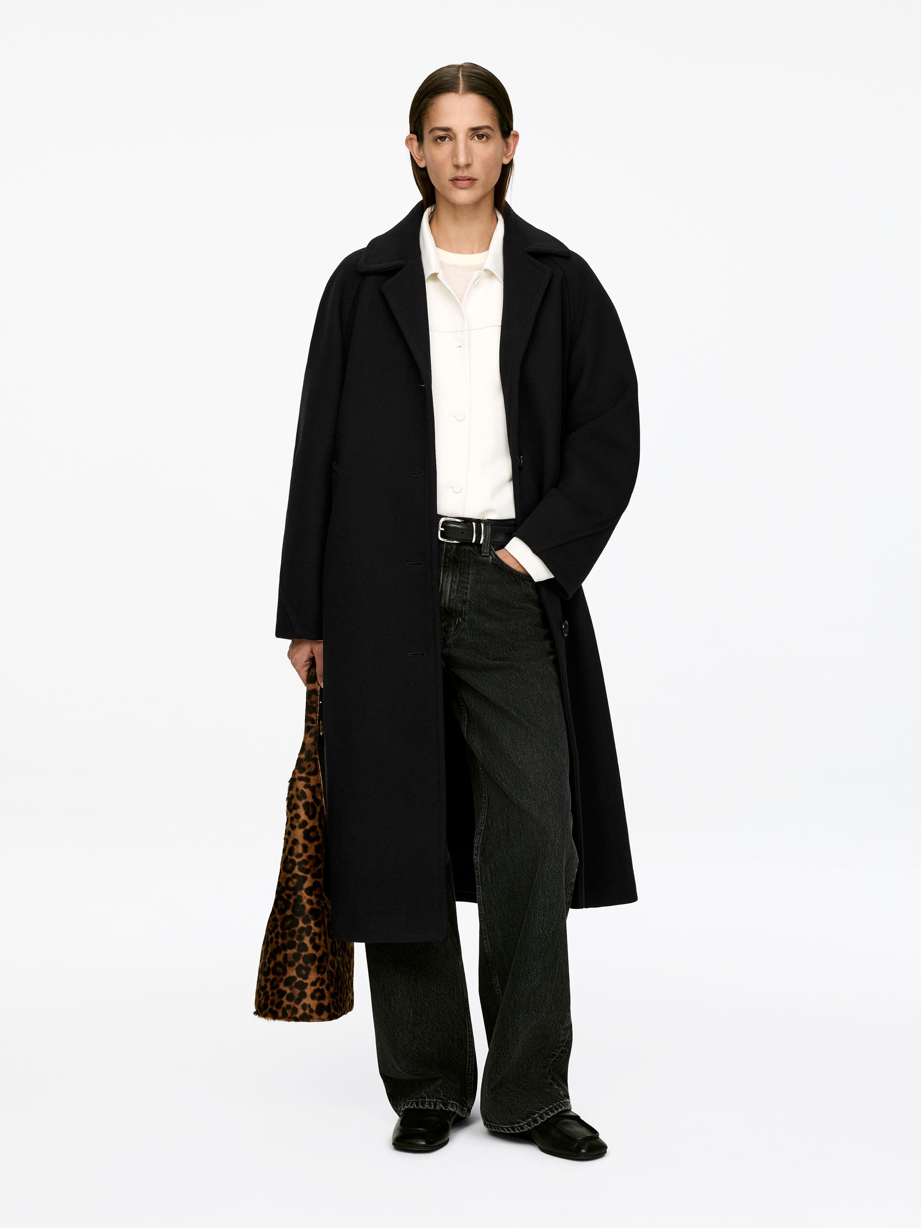 Oversized Wool-Blend Coat-#272627-17028