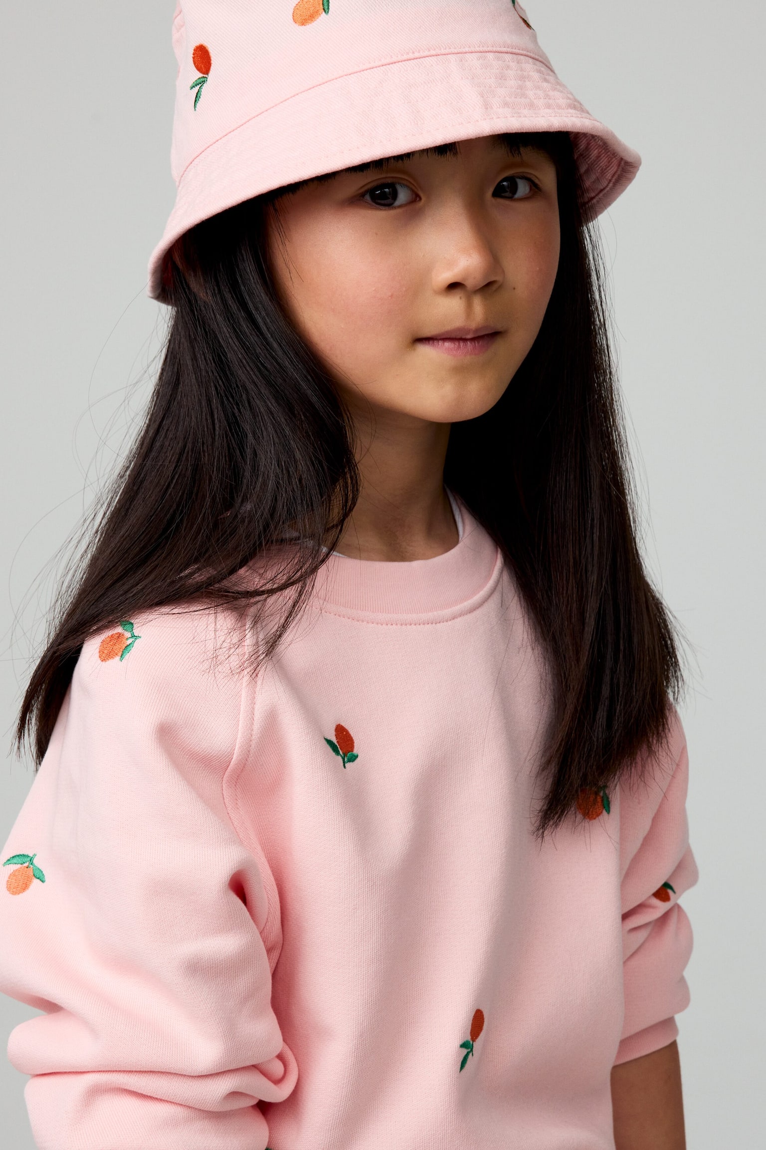 Kirjailtu collegepaita-Vaaleanpunainen/appelsiinit - 4