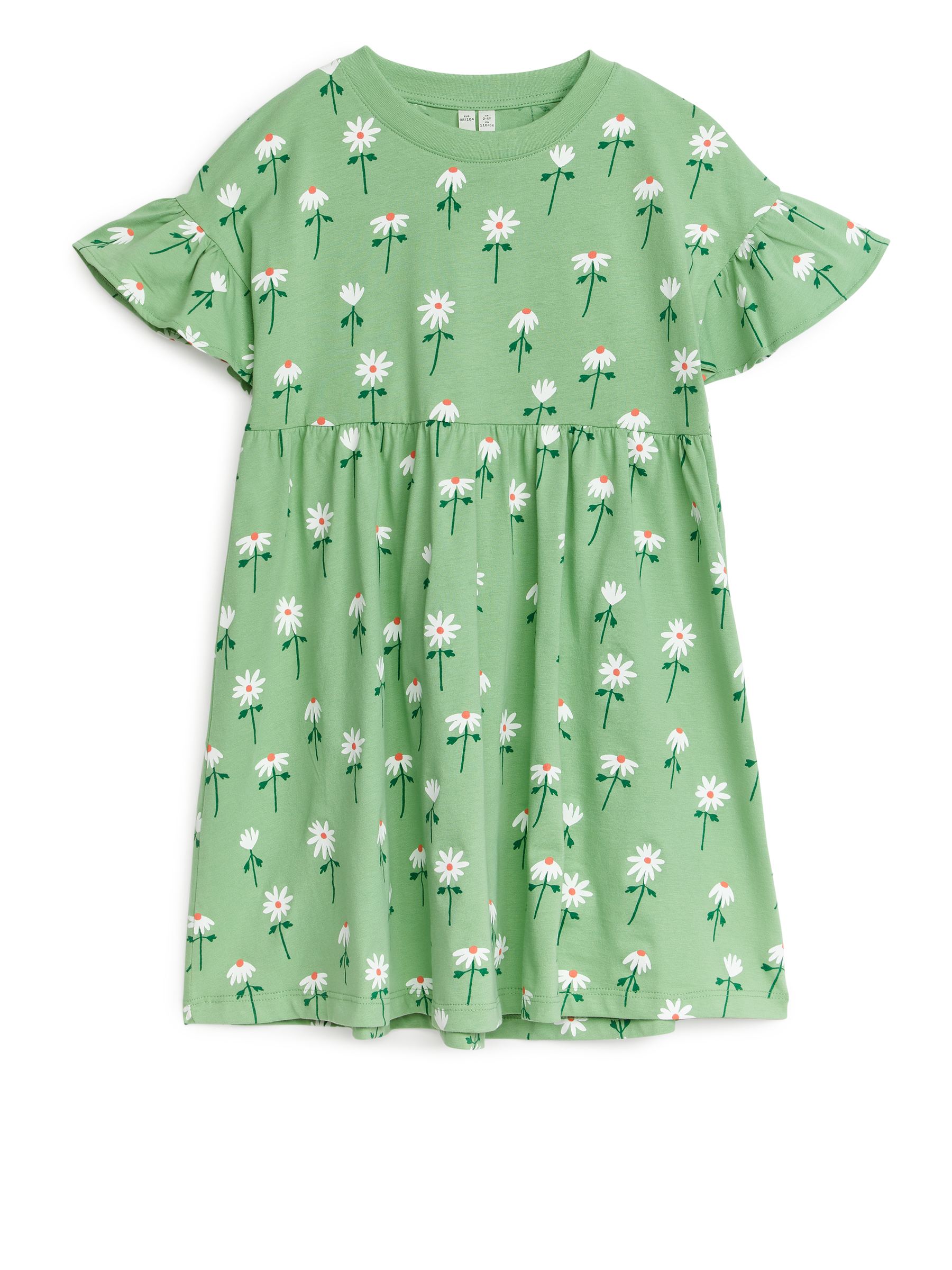 Vestido de punto de manga corta - Verde/flores - Corte estándar - Children - StillMedia/DescriptiveStillLife - 2