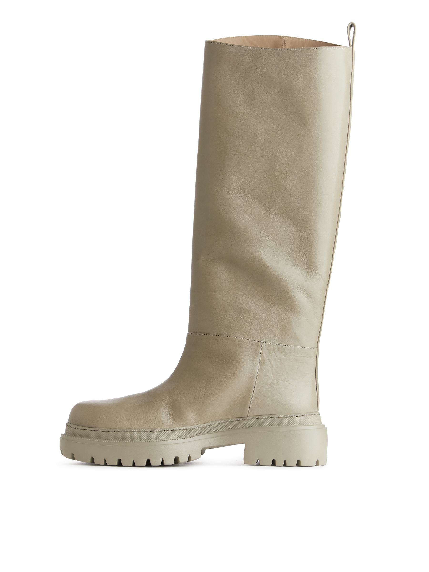 HighShaft Chunky Leather Boots - Beige - Women - StillMedia/DescriptiveStillLife - 3