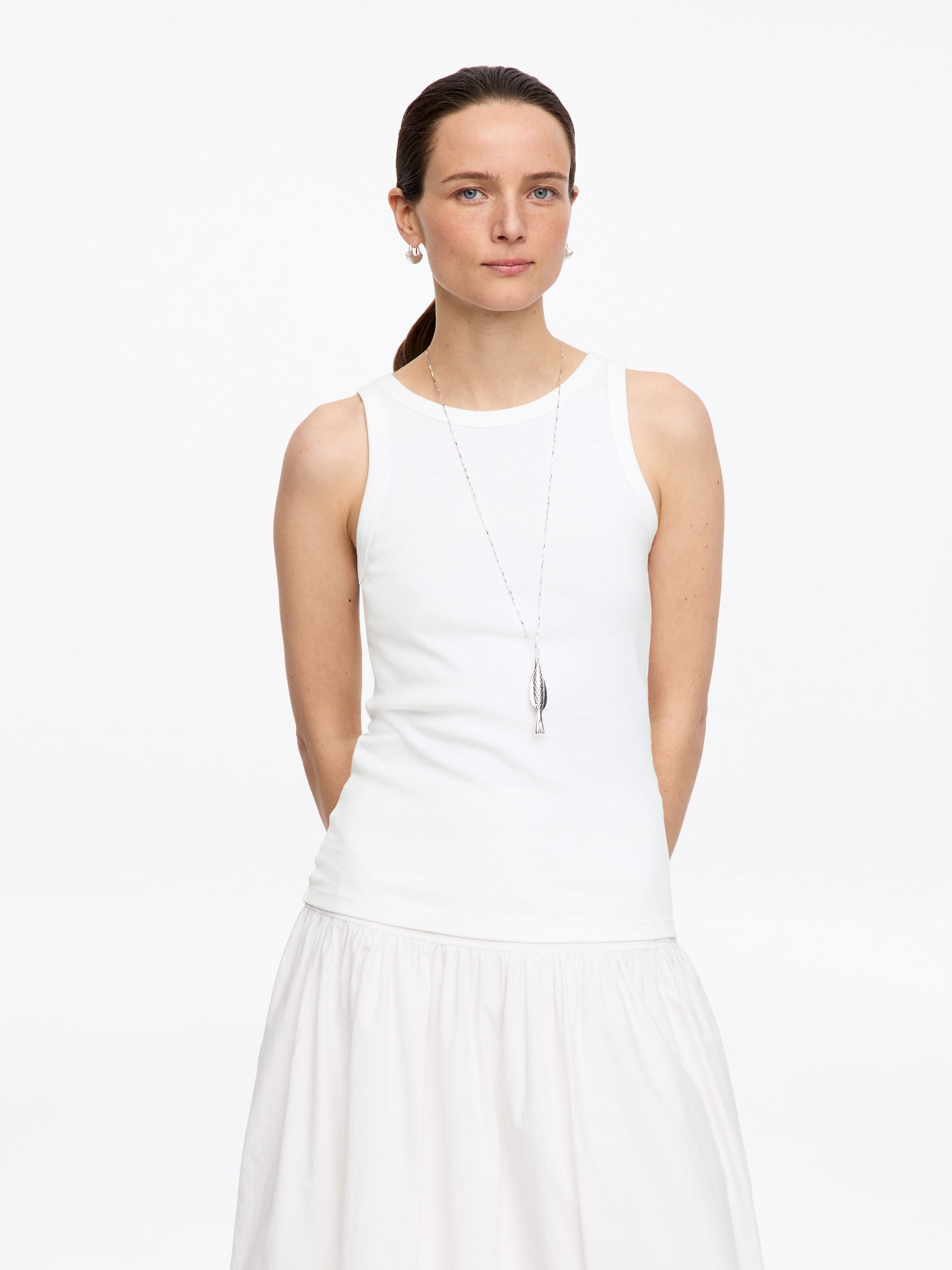 Rib Tank Top - White - Slim fit - Women - StillMedia/Lookbook - 44