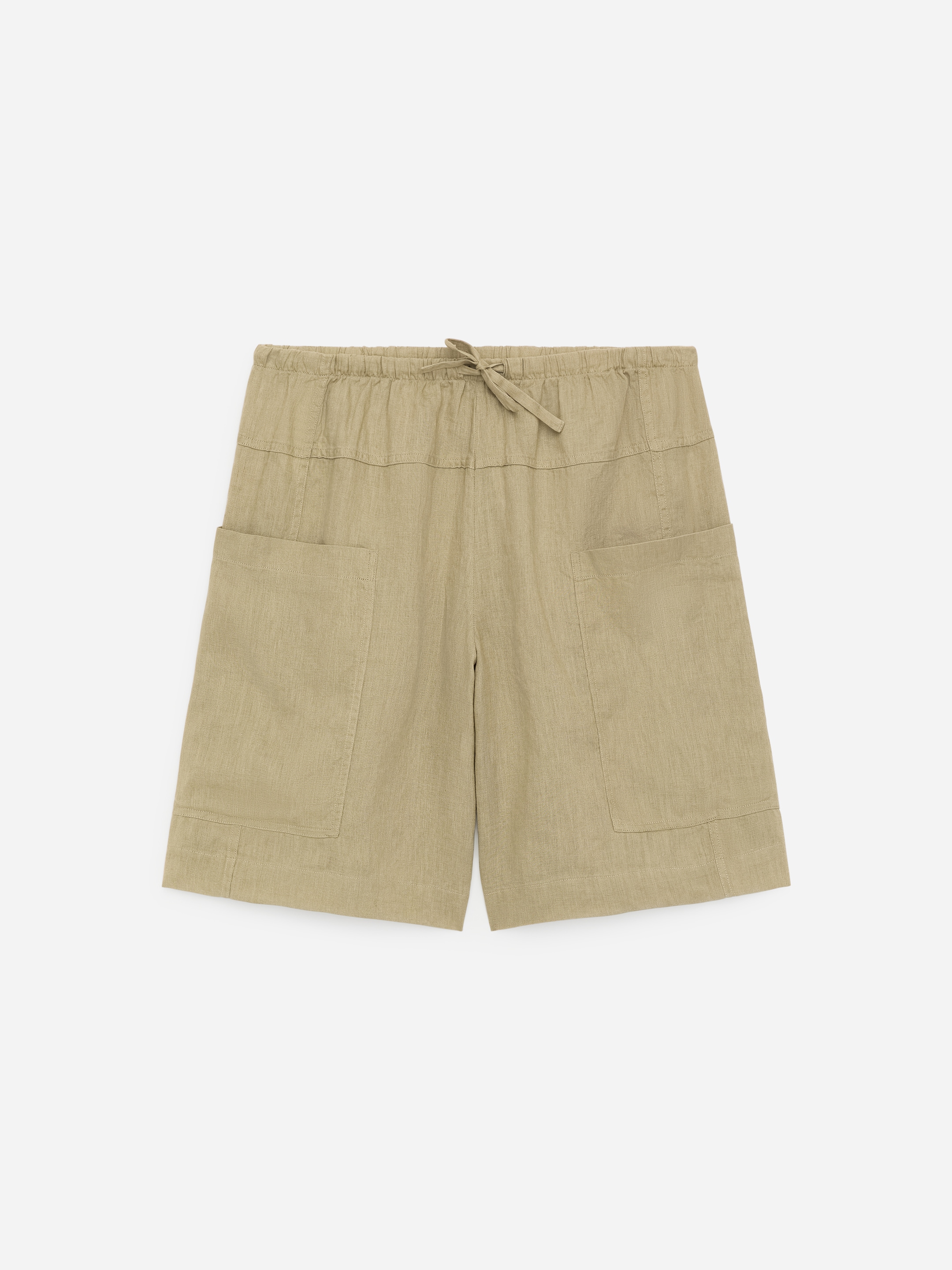 Pantalones cortos de lino - Verde caqui - Corte holgado - Women - StillMedia/DescriptiveStillLife - 1