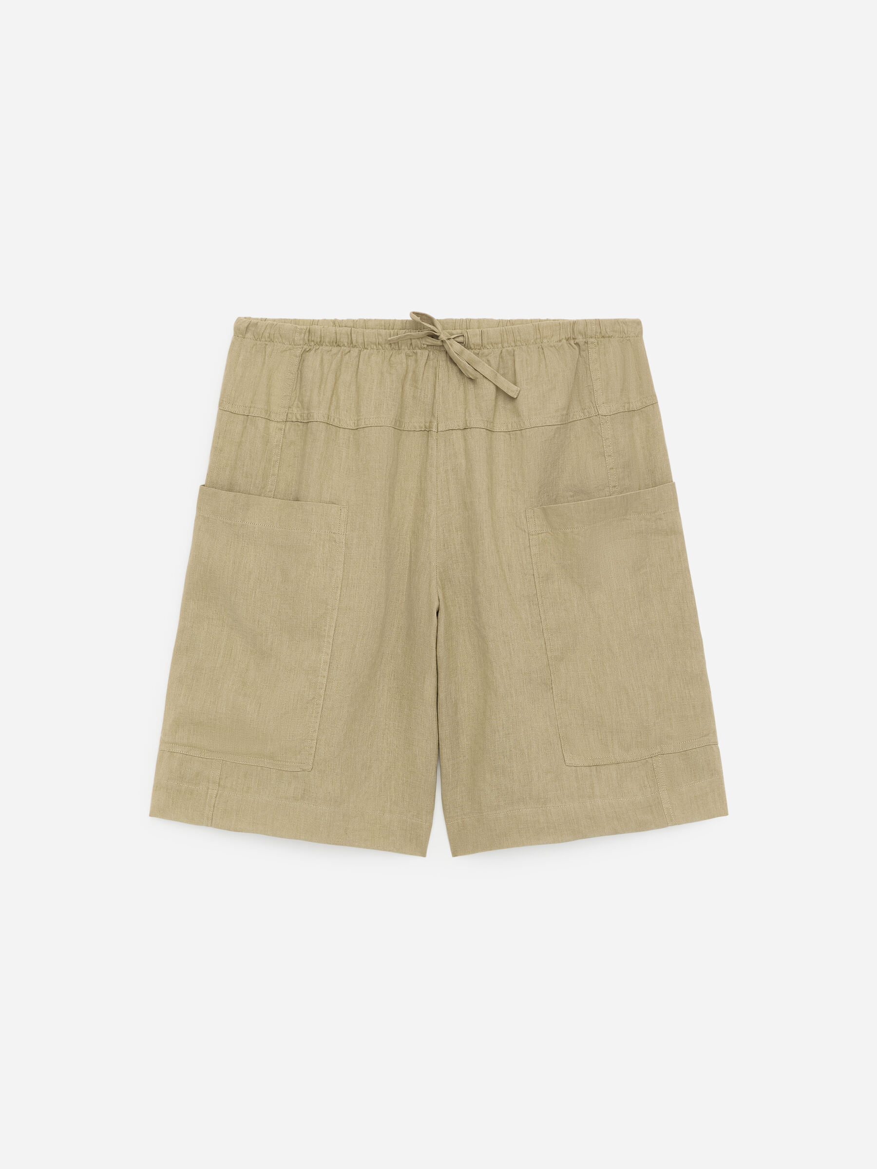 Linen Shorts - Khaki Green - Loose fit - Women - StillMedia/DescriptiveStillLife - 1