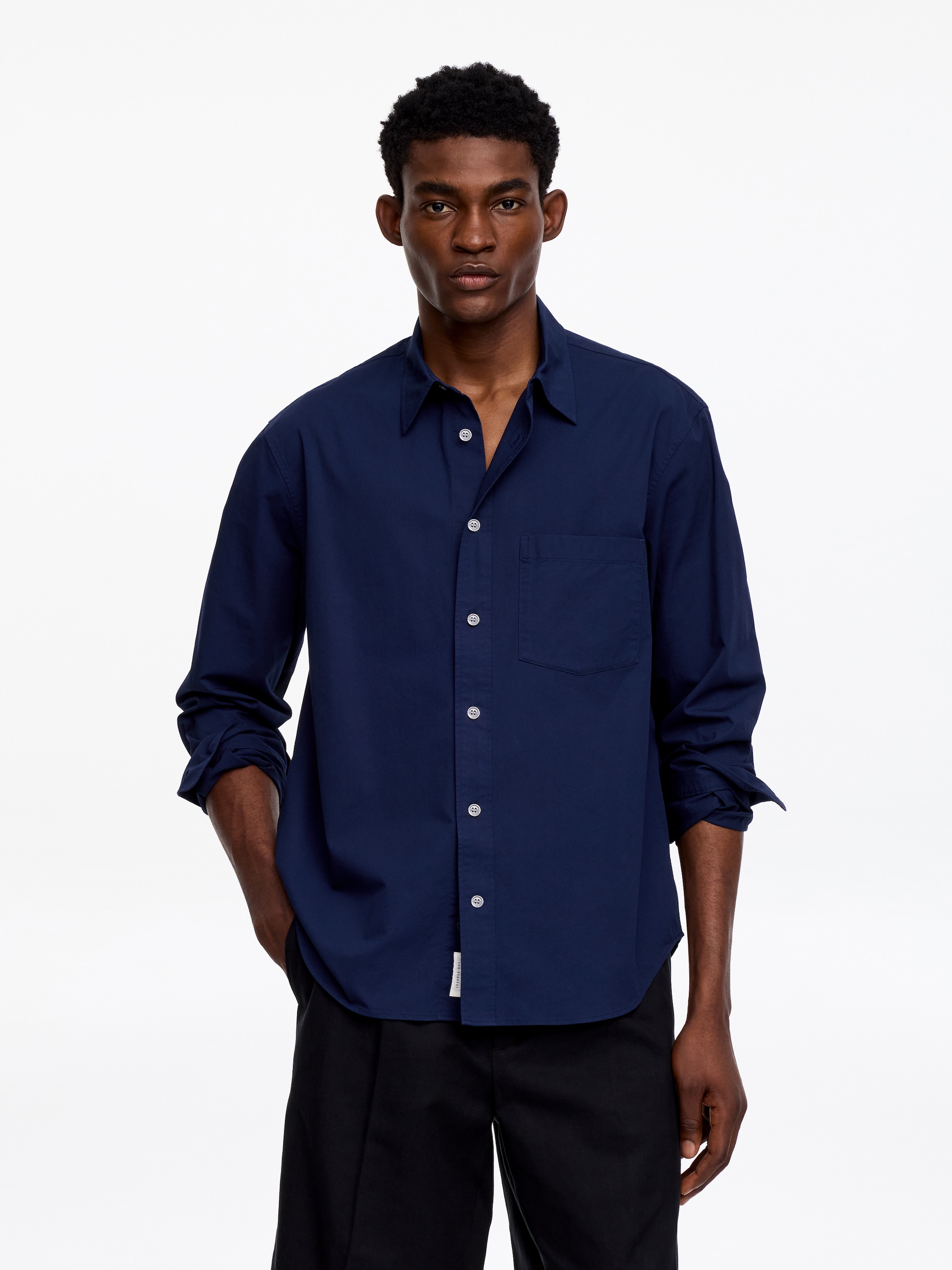 Relaxed Cotton Twill Shirt - Dark Blue - Relaxed fit - Men - StillMedia/Lookbook - 3